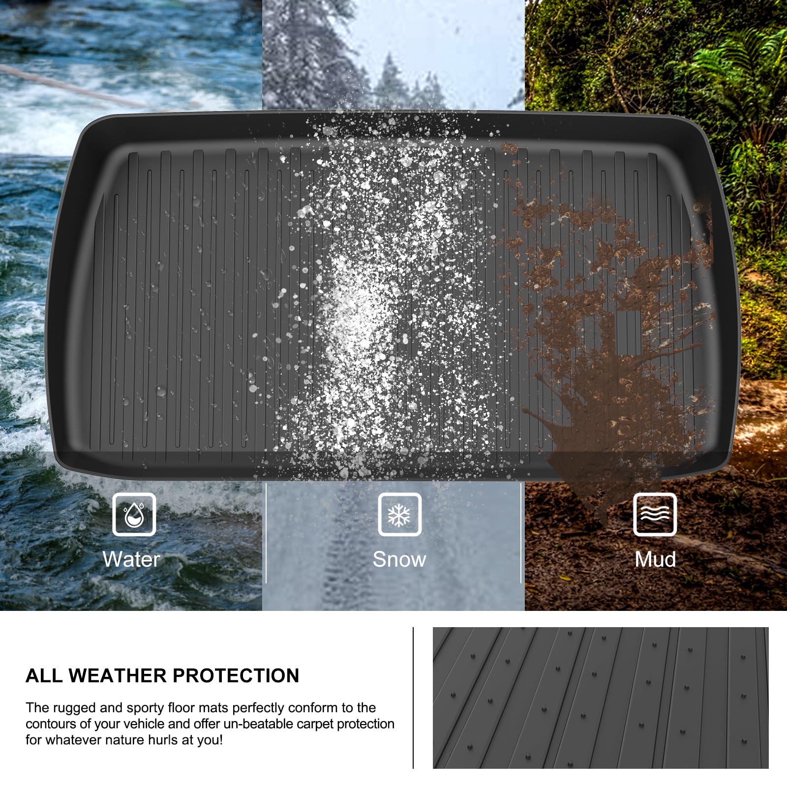 Kiwi Master Cargo Trunk Mat Behind 3Rd Row Compatible For 2018-2024 Honda Odyssey All Weather Trunk Liner Tpe Slush Mats Black