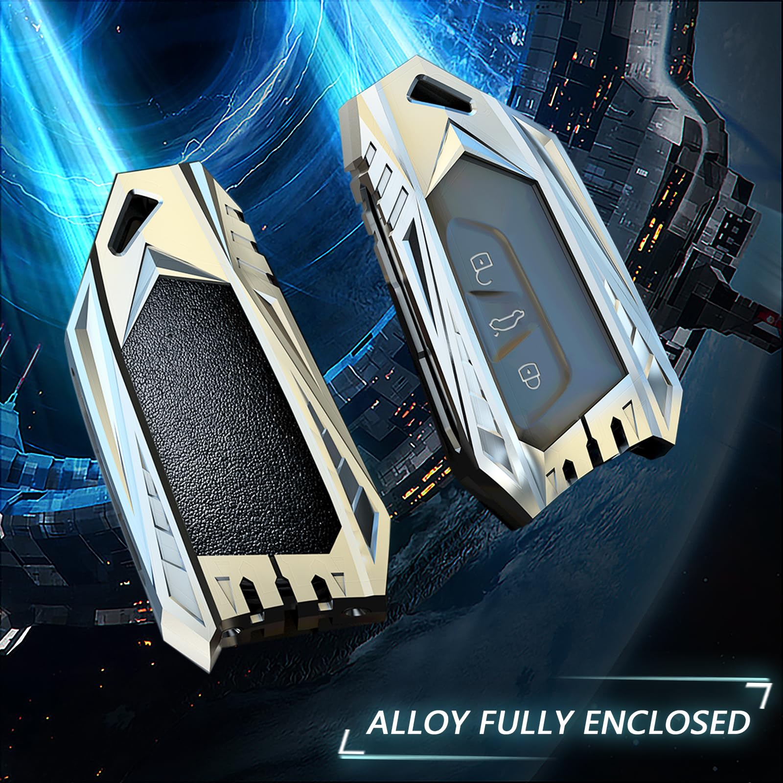 Ocezbiis For Volkswagen Key Fob Cover,Keychain,Zinc Alloy Protection Car Key Shell Case Compatible With Vw Smart Remote Keyless