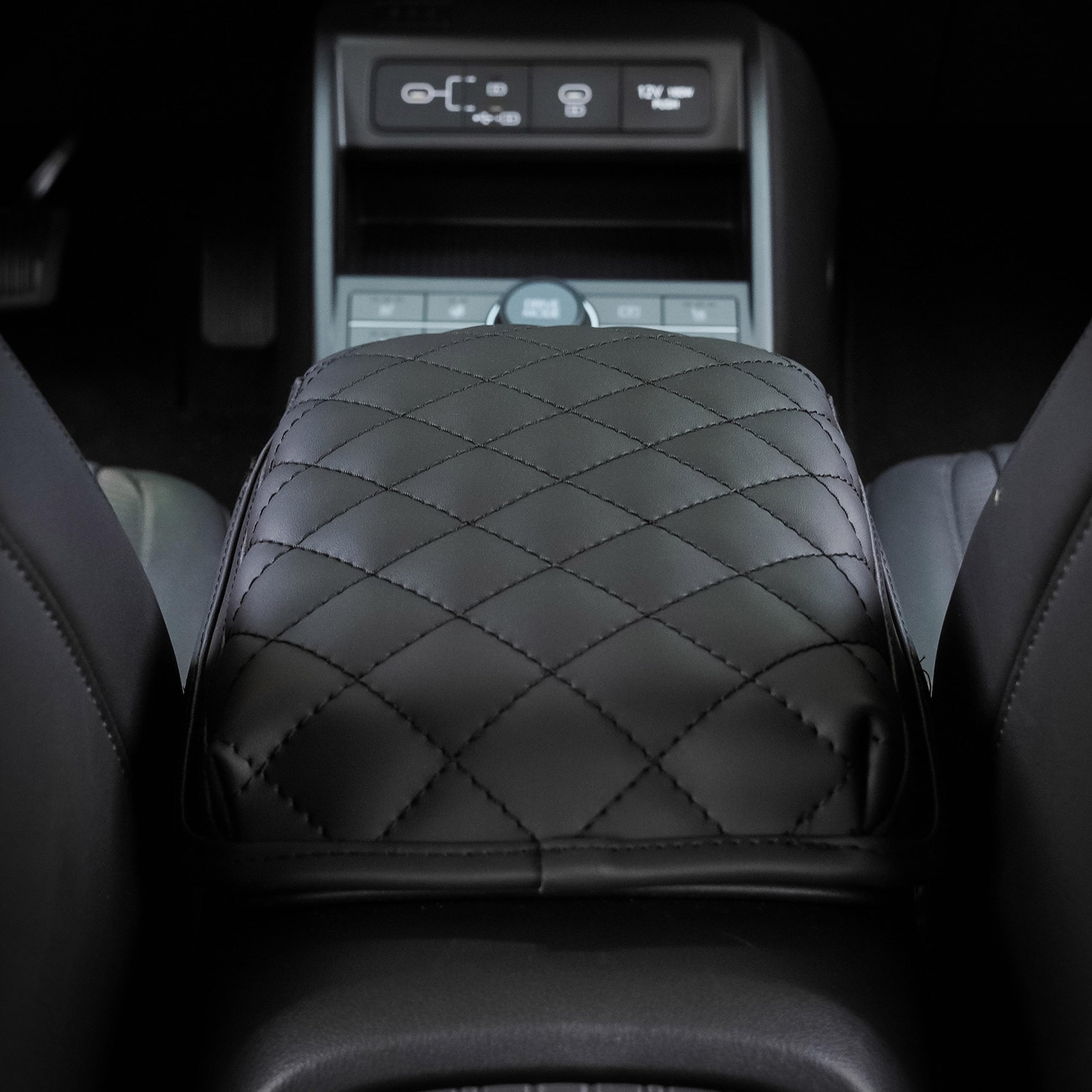 KMMOTORS Hyundai Kona(2023, 2024) Center Console Cover, Kona Accessories, Armrest Cushion, Quilting Black, Console Protector, Ve