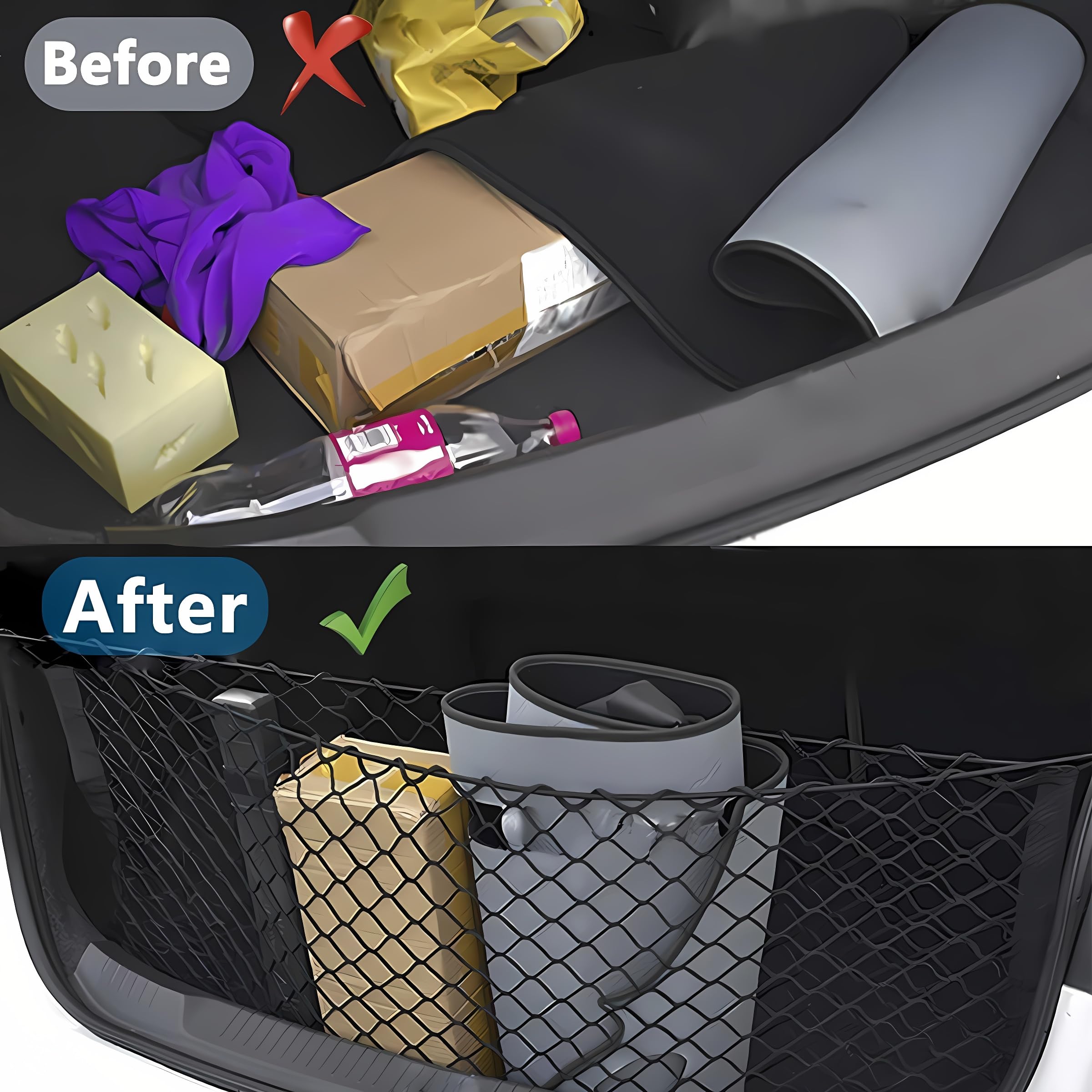 Car Rear Organizer Net Trunk Cargo Storage Net Compatible With 2014 2015 2016 2017 2018 2019 2020 2021 2022 2023 2024 Toyota Hig