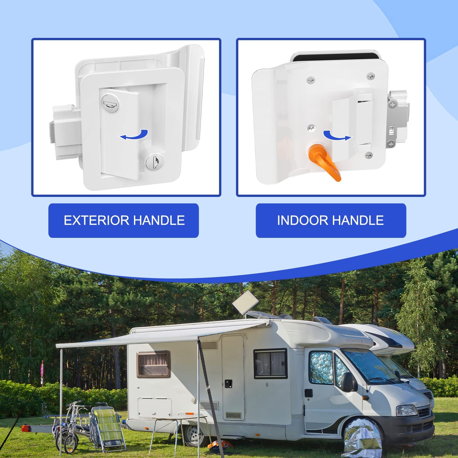 Ristow Upgraded Chrome Rv Door Locks Rl001 For Travel Trailers With Paddle Deadbolt, Camper Door Latch Lock Replacement Kit For Trailer Door Camper Horse Trailer Cargo Hauler