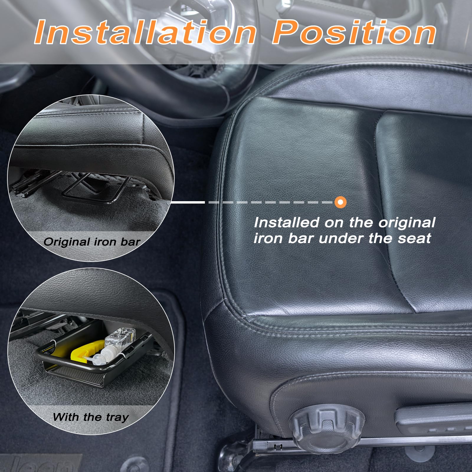 Jkcover Front Under Seat Storage Organizer Tray Compatible With Jeep Wrangler Jl/Jlu 2018-2021 2022 2023 2024 2025 And Jeep Glad