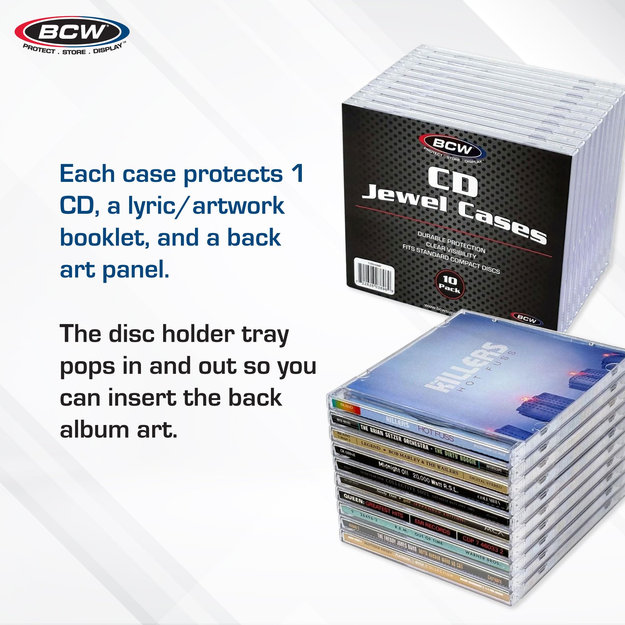 BCW CD Jewel Case 10 Pack | Single Case Protects CDs | Classic Design | Compact Storage | Standard Dimensions | Perfect for Coll