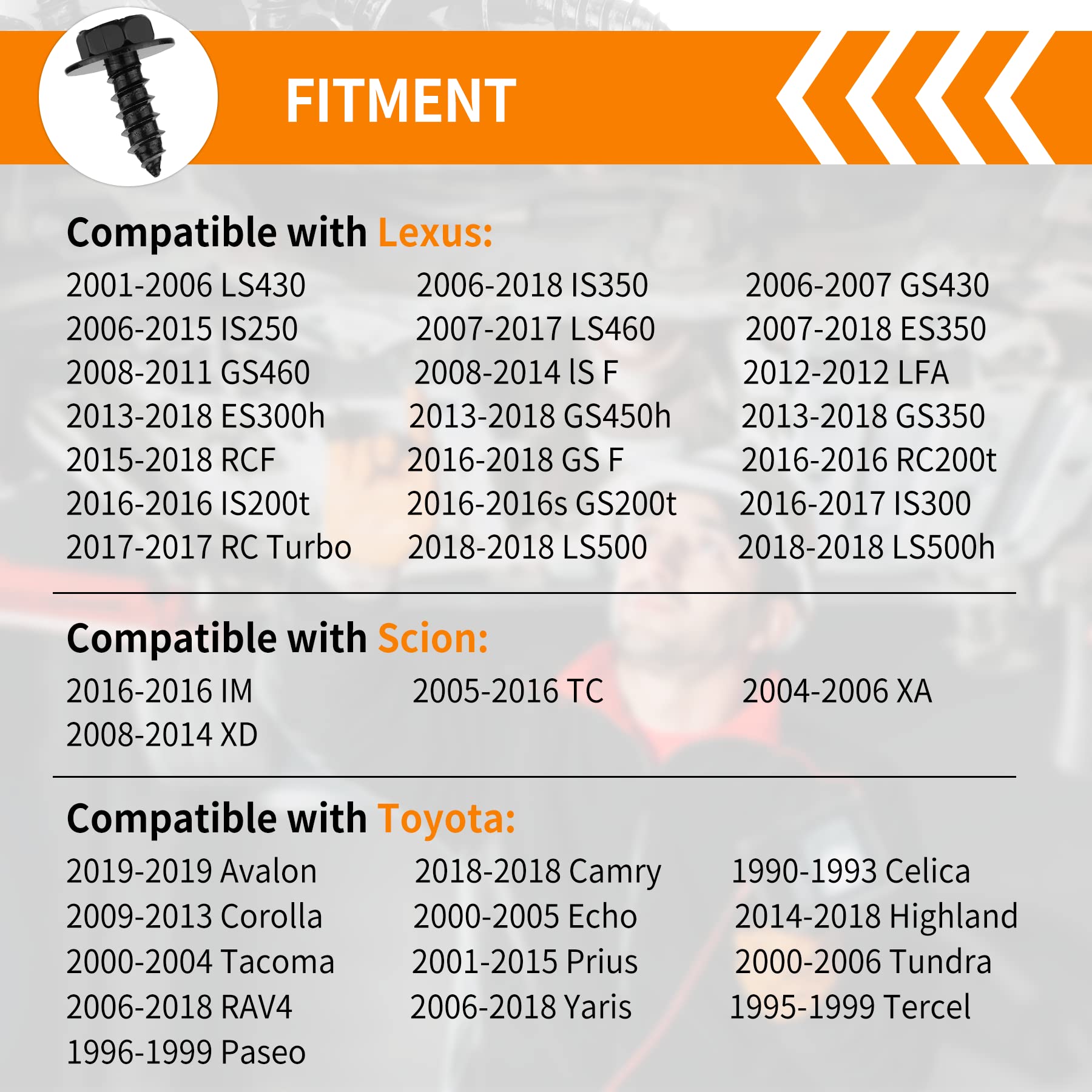 Luxlead 30 Pcs Front Fender Liner Screws Set, Replaces 90159-60498, Compatible With Lexus Toyota Lexus Tacoma Prius Corolla Tundra