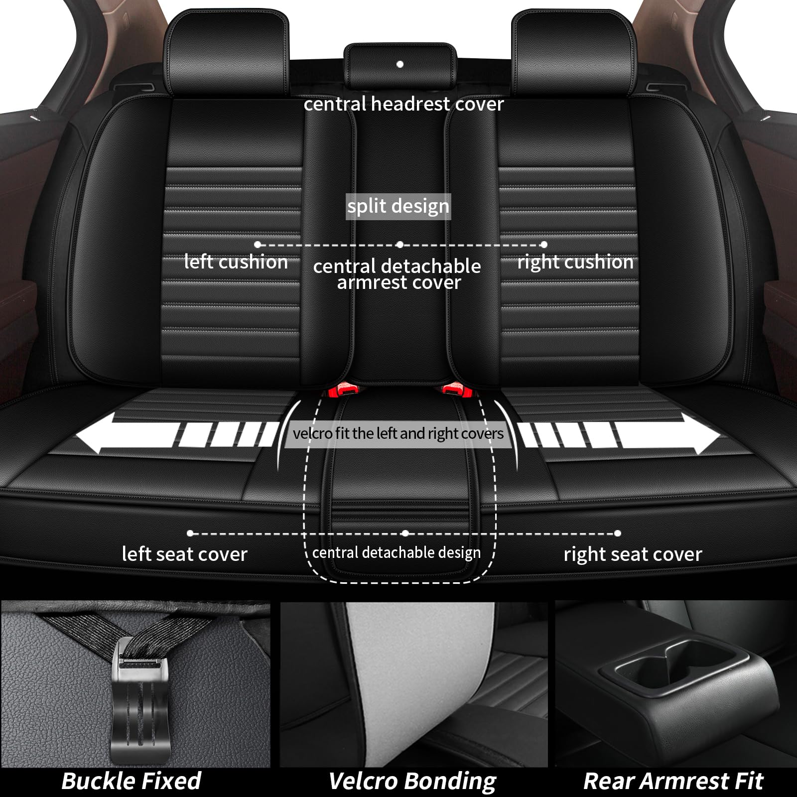 Yorkneic Car Seat Covers Fit Most Sedan Suv Truck Fit For Tacoma Outback Ranger Corolla Altima Rogue Murano Frontier Prius Rav4 Sportage Jetta Tiguan (Black & Grey)