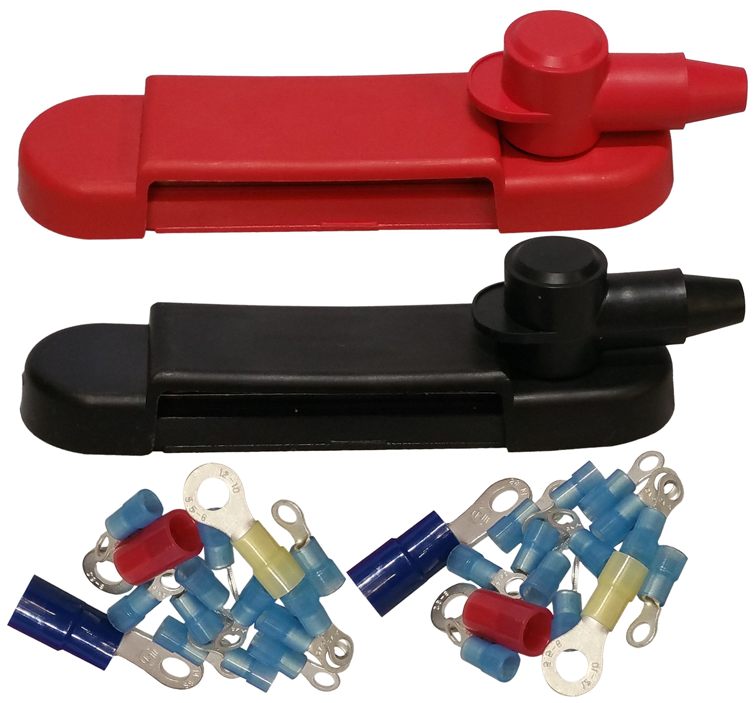 Jquad(Pair - Red & Black) 12 Terminal Distribution Block -Busbars- With Ring Terminals
