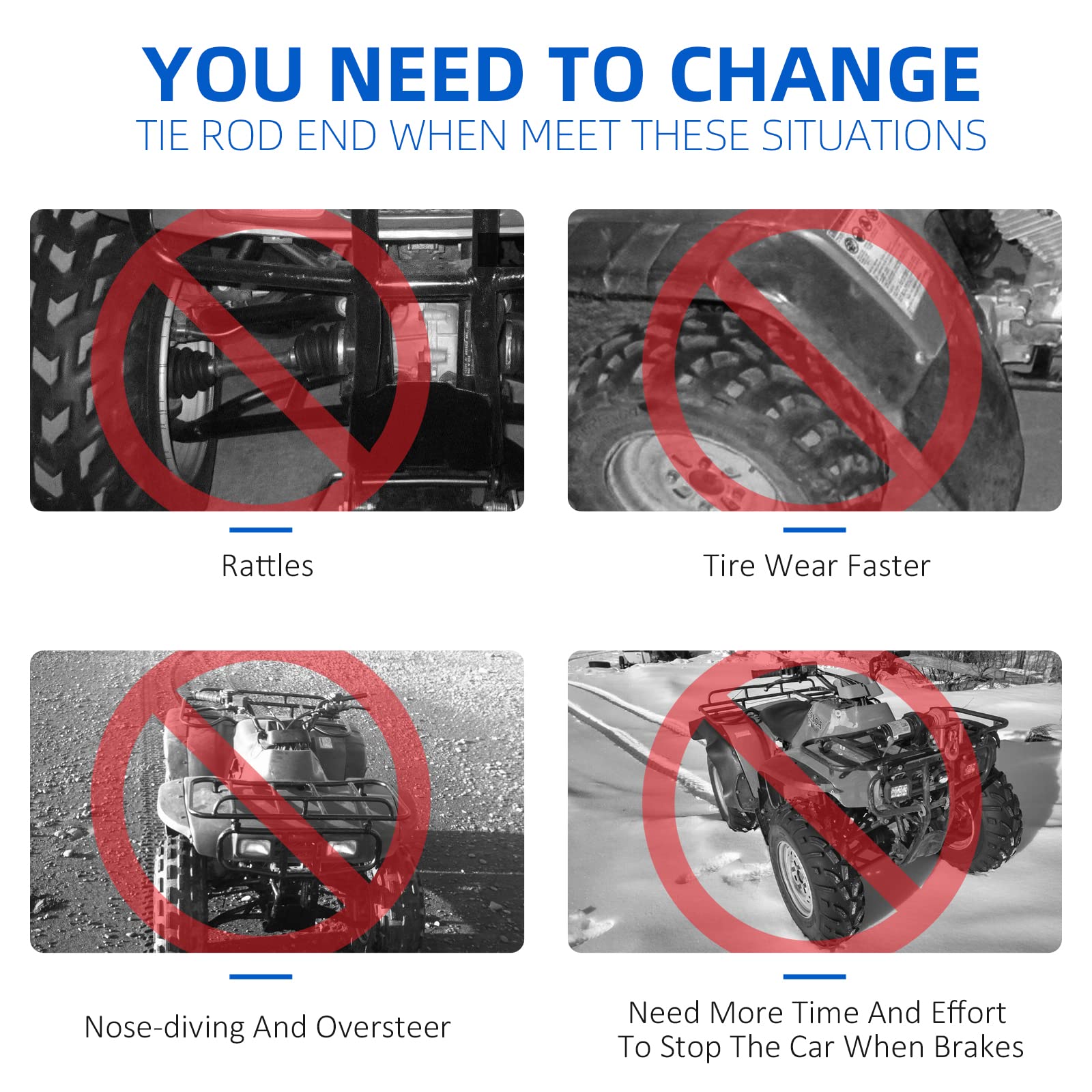 Left & Right Tie Rod Assy Sets For Honda Fourtrax 300 4X4 Trx300Fw 1988-2000 Fourtrax 300 2X4 Trx300 1993-2000