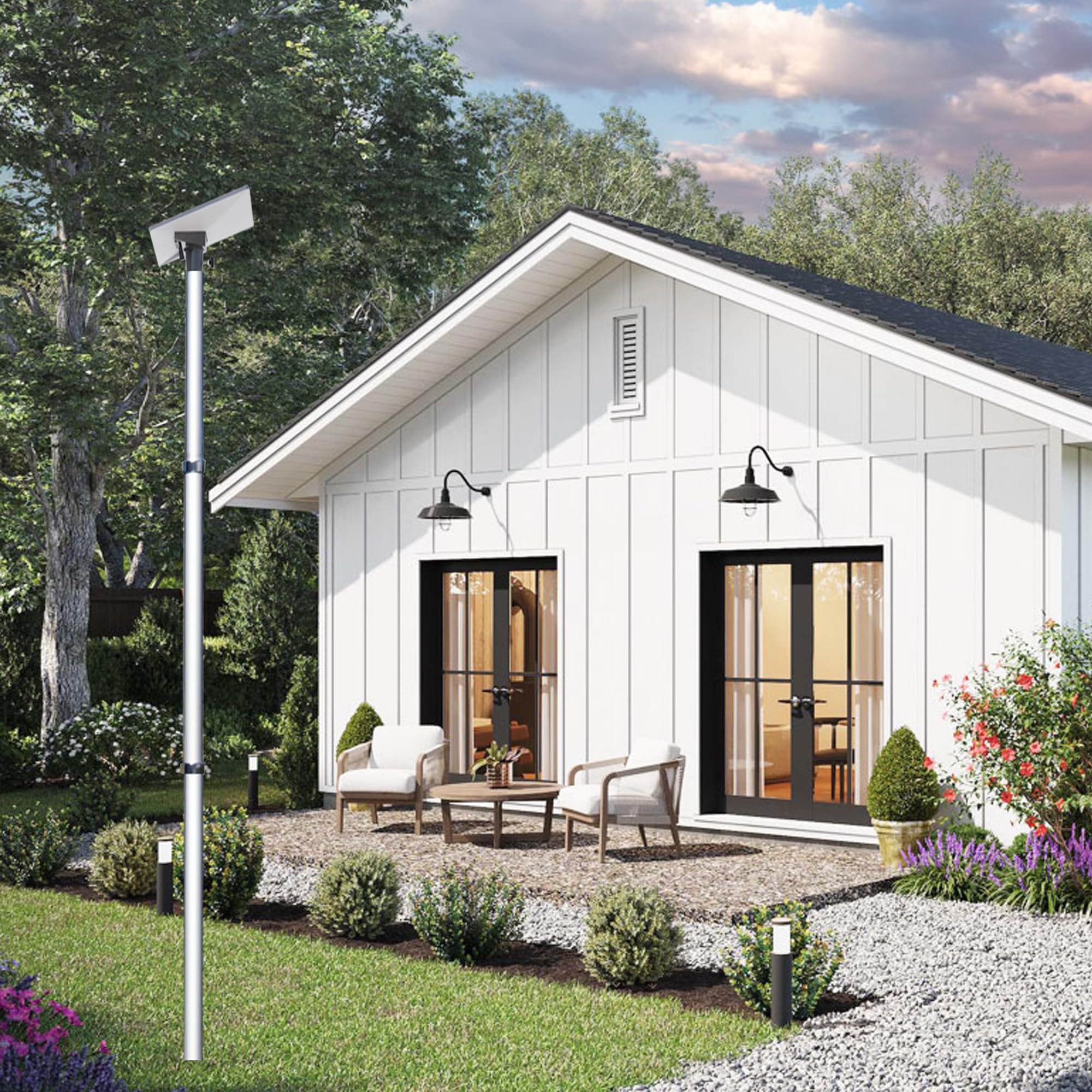 Telescopic Pole 20 ft with Aluminum Starlink MINI Adaptor for Cabins and Beach House