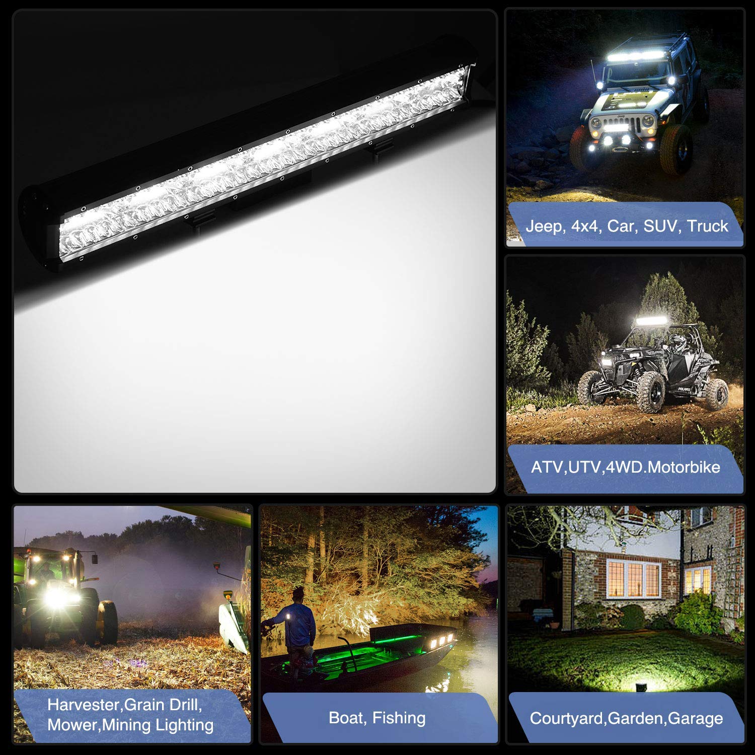 Nilight Zh409 20 Inch 420W Triple Row Flood Spot Combo 42000Lm Led Light Bar With Heavy Duty Off-Road Wiring Harness, 2 Years Wa