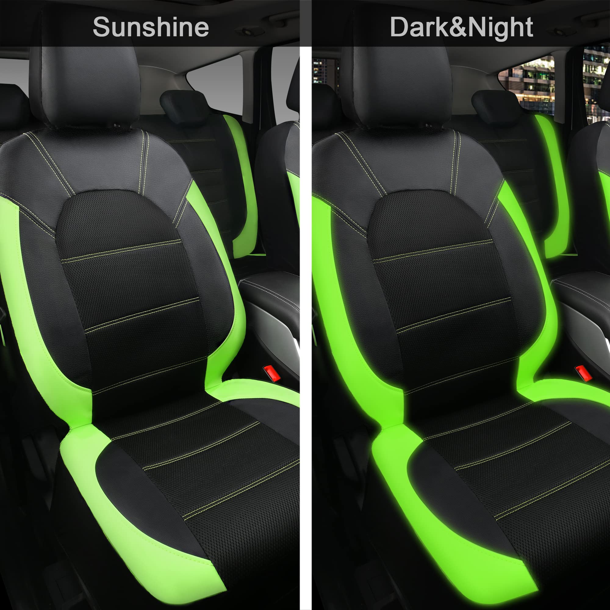 CAR PASS Leather Car Seat Covers Front Seats only, with Air Mesh Front Seat Covers Breathable, Cool Automotive Seat Covers 2 Pac