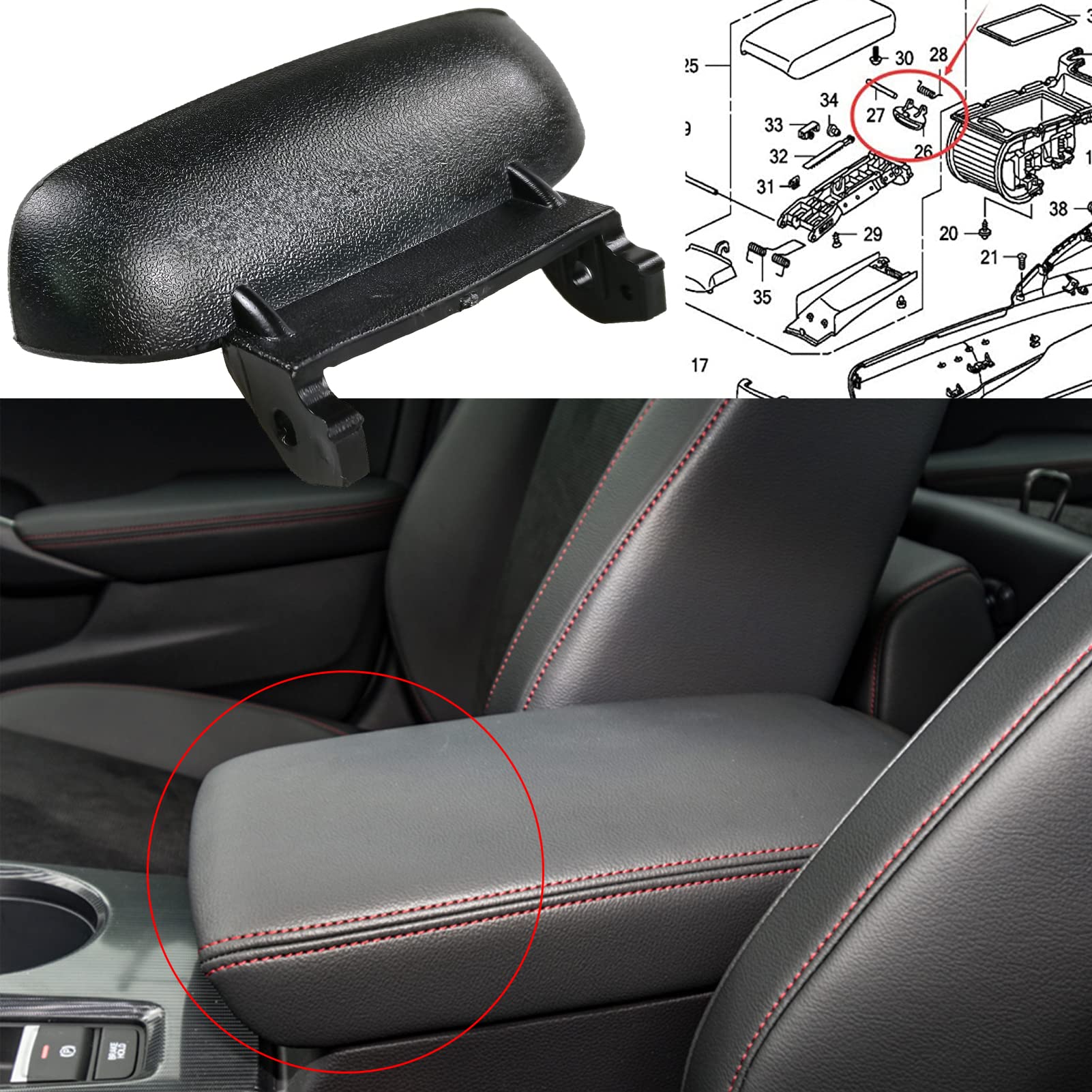 Gaeaauto Armrest Cover Lid Lock Center Console Latch And Spring For Honda Civic 2006-2011 Replace 83451-Sna-A01Za