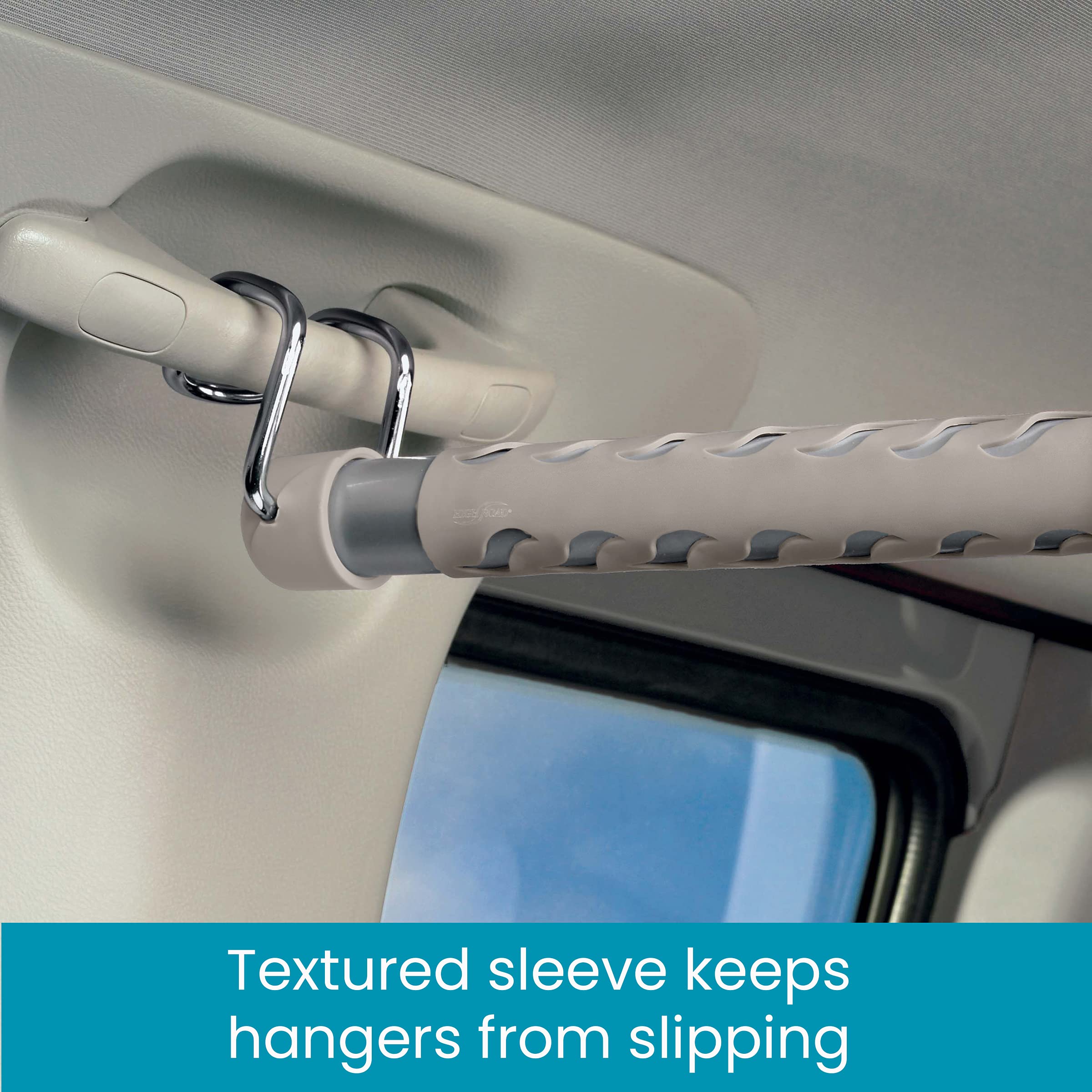 High Road Heavy Duty Car Clothes Hanger Bar, Steel with Rubberized Sleeve, Gray, Model HR-CLOTHESB-10, One Size