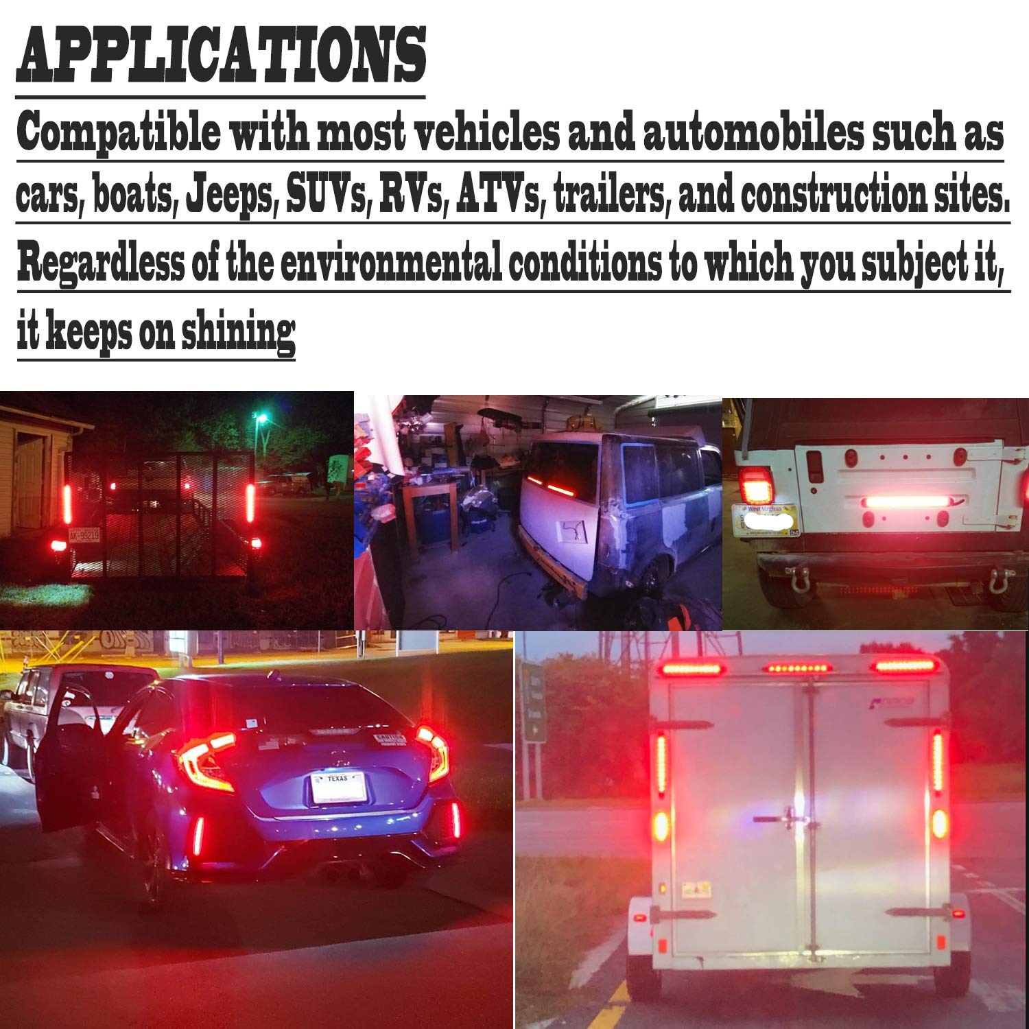 2 Pack 10'' 15 Led Trailer Identification Light 9 To 30-Volt, Led Stop Turn Tail Light Assembly Third Brake Bar Strip Truck Rear