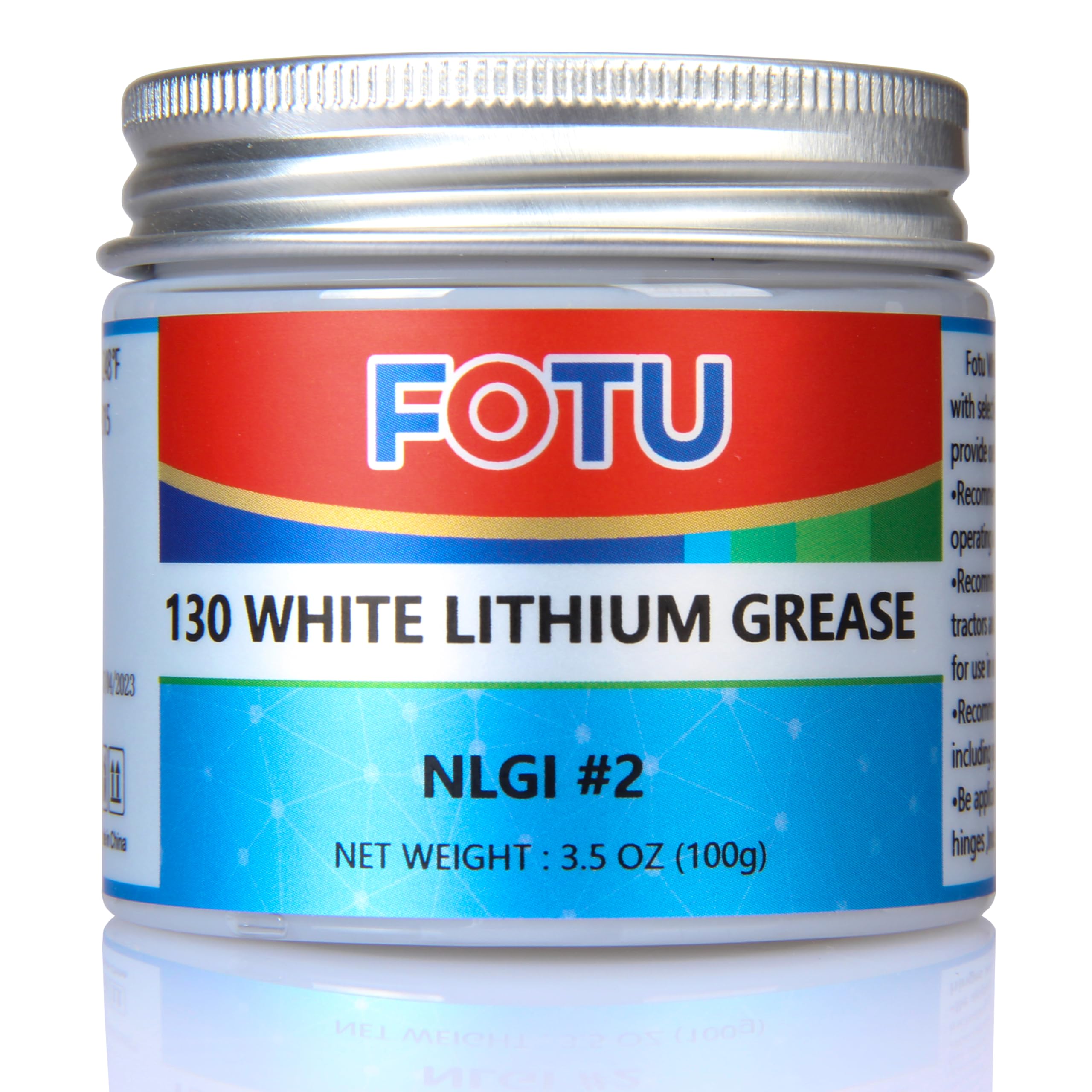 Fotu White Lithium Grease - High Performance Lubricant For All Your Mechanical Needs - 100% Pure & Long - Lasting - Ideal For Bearings, Chains, Garage Door Hinges, Windows Tracks (3.5 Oz, 1-Pack)