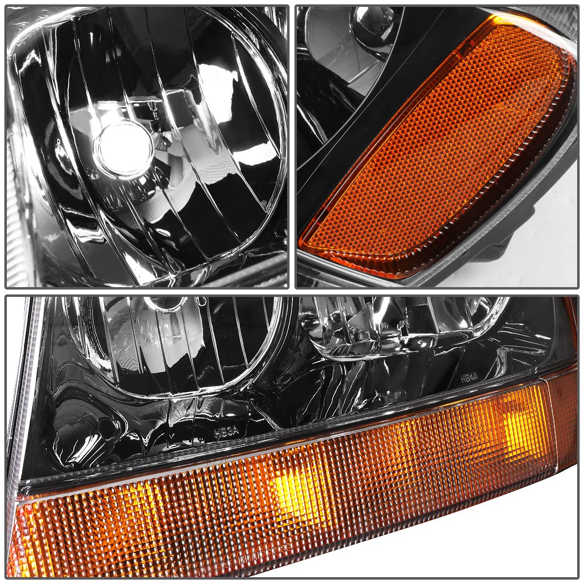 Dna Motoring Hl-Oh-Jgc99-Bk-Am Black Amber Headlights Assembly Replacement Compatible With 99-04 Jeep Grand Cherokee