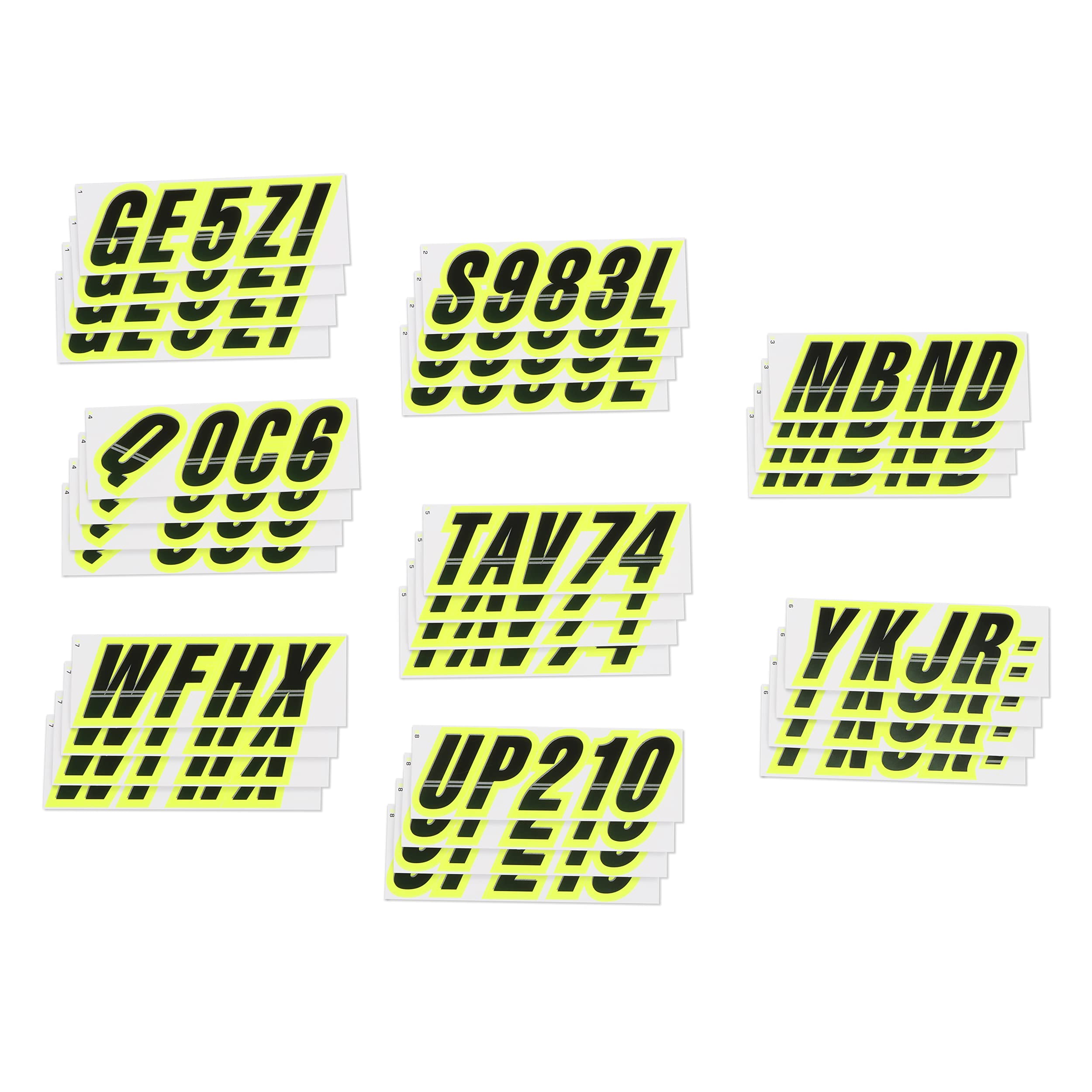 Stiffie Techtron Black/Day Glow Yellow 3 '' Boat & Pwc Registration Decals  Numbers Letters Stickers