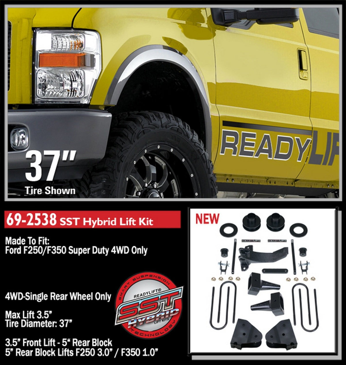 Readylift 692538 3.5'' Lift For F2/350 05-7, Silver