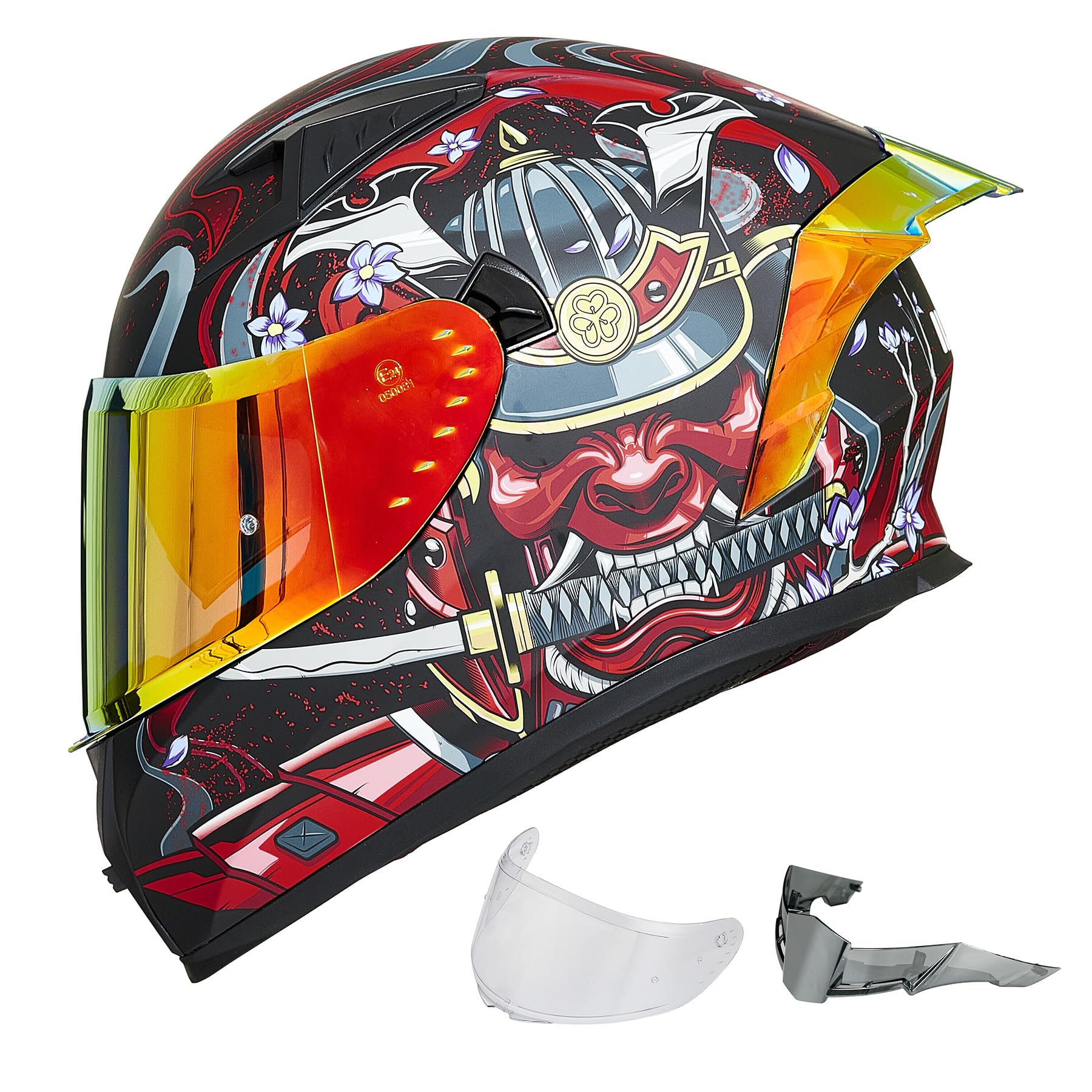 Ilm Motorcycle Helmet Full Face With Pinlock Compatible Clear&Tinted Visors And Fins Street Bike Motocross Casco Dot Model Z501(Armor Red, Medium)