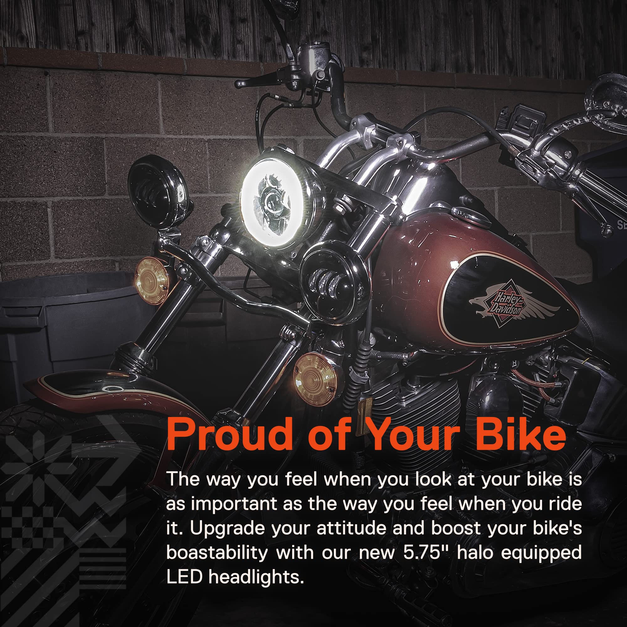 TRUE MODS 5.75'' Harley LED Headlight for Harley Davidson [Chrome-Finish] [HALO DRL] [DOT Compliant] Round LED Motorcycle Headli