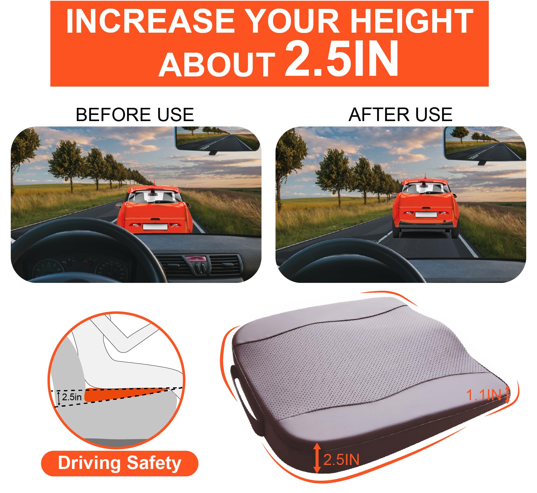 Car Seat Cushion, Comfort Memory Foam Car Cushions For Driving - Sciatica & Lower Back Pain Relief, Seat Cushion For Car Seat Dr