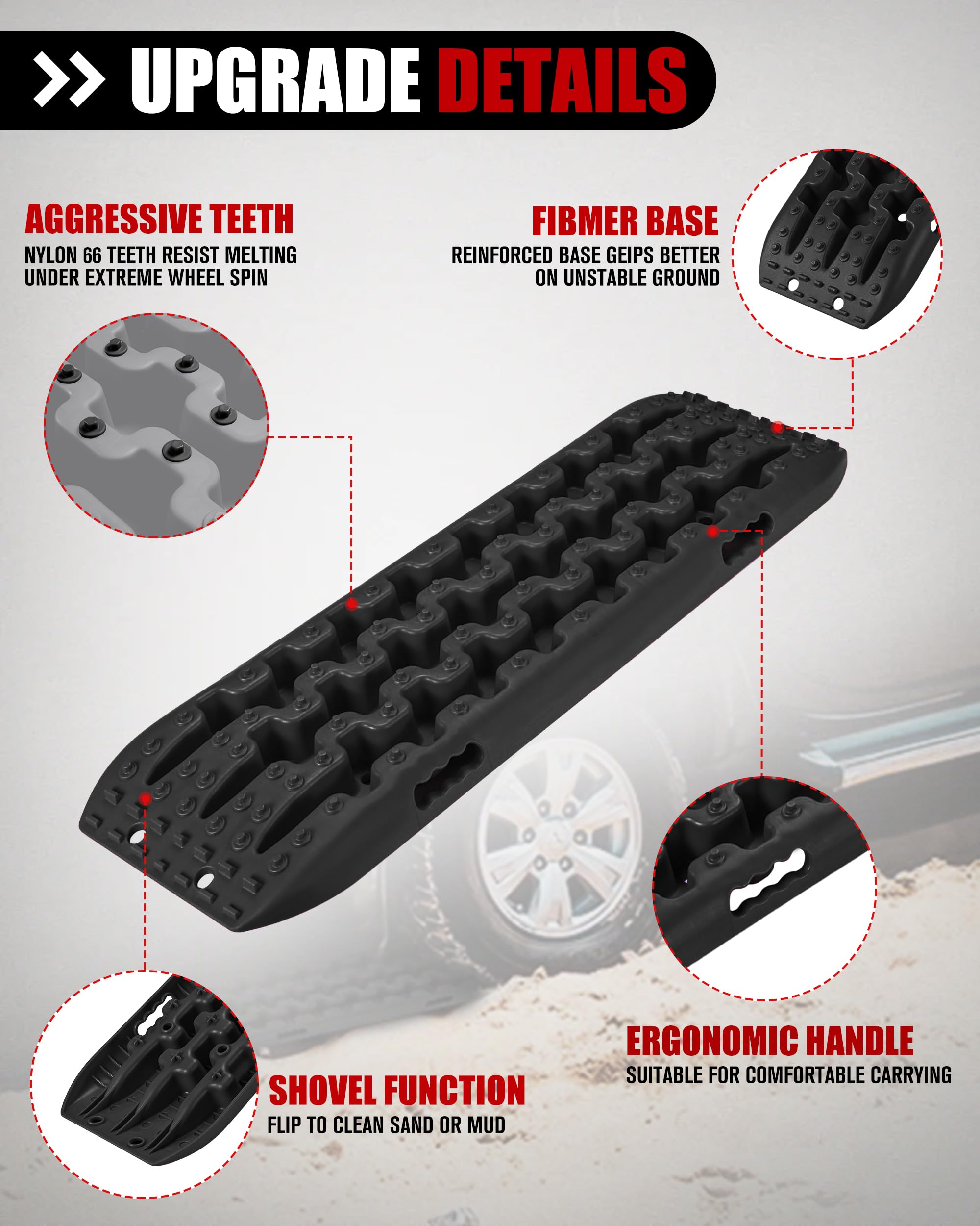 Fieryred Traction Boards Offroad, Recovery Boards With 2 Leashes And Carry Bag, 2Pcs Traction Mat Recovery Tracks For Sand Mud S