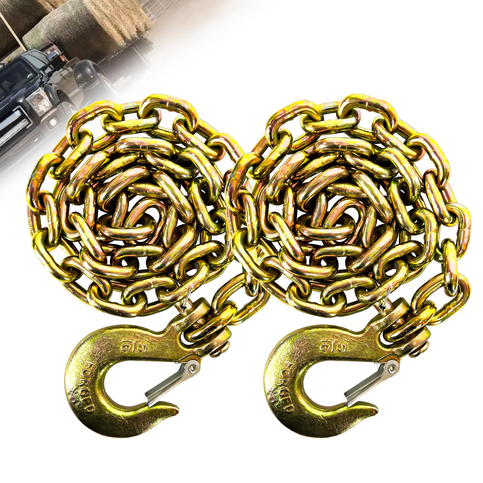 5/16'' Trailer Safety Chains G80 Tow Chains With G70 Clevis Safety Hooks 36'' Length 17000 Lbs Break Strength 4900 Lbs Safety Wo