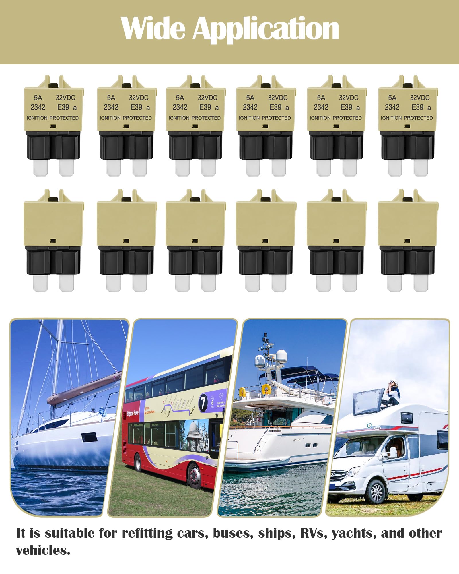 Standard Blade Car Fuse 5A Resettable Automotive Fuse Atc Ato Manual Reset Fuses Manual-Reset Blade Circuit Breaker For Boat Tru