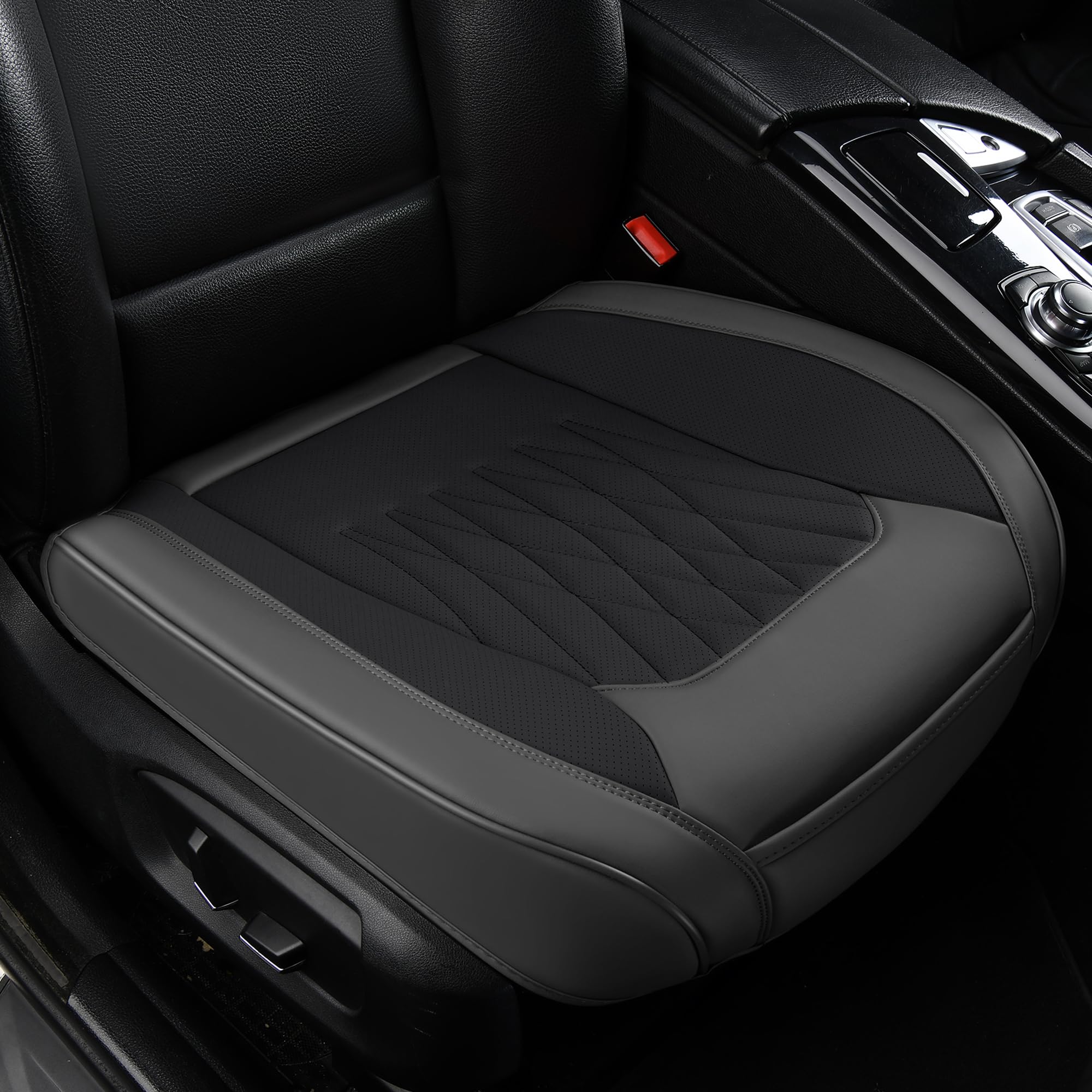 BWTJF 2 Pack Front Car Seat Bottom Covers, Universal Auto Seat Cushions, Nappa Leather Full Wrapping Edge Compatible with Most o