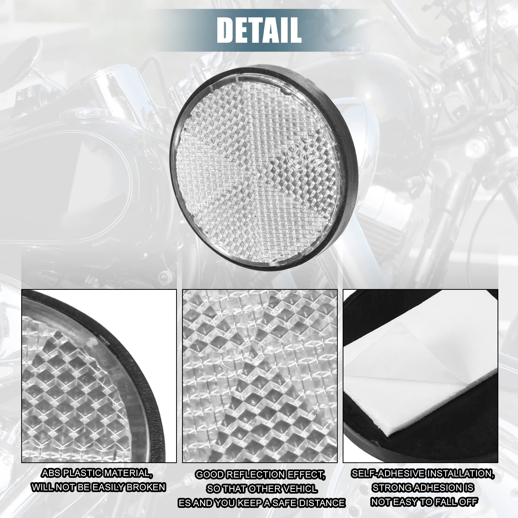 X AUTOHAUX 8 Pcs Round Stick-on Safety Spoke Reflective Self Adhesive Reflector for Gate Posts Cars Trailer Motorcycle Trucks Bo