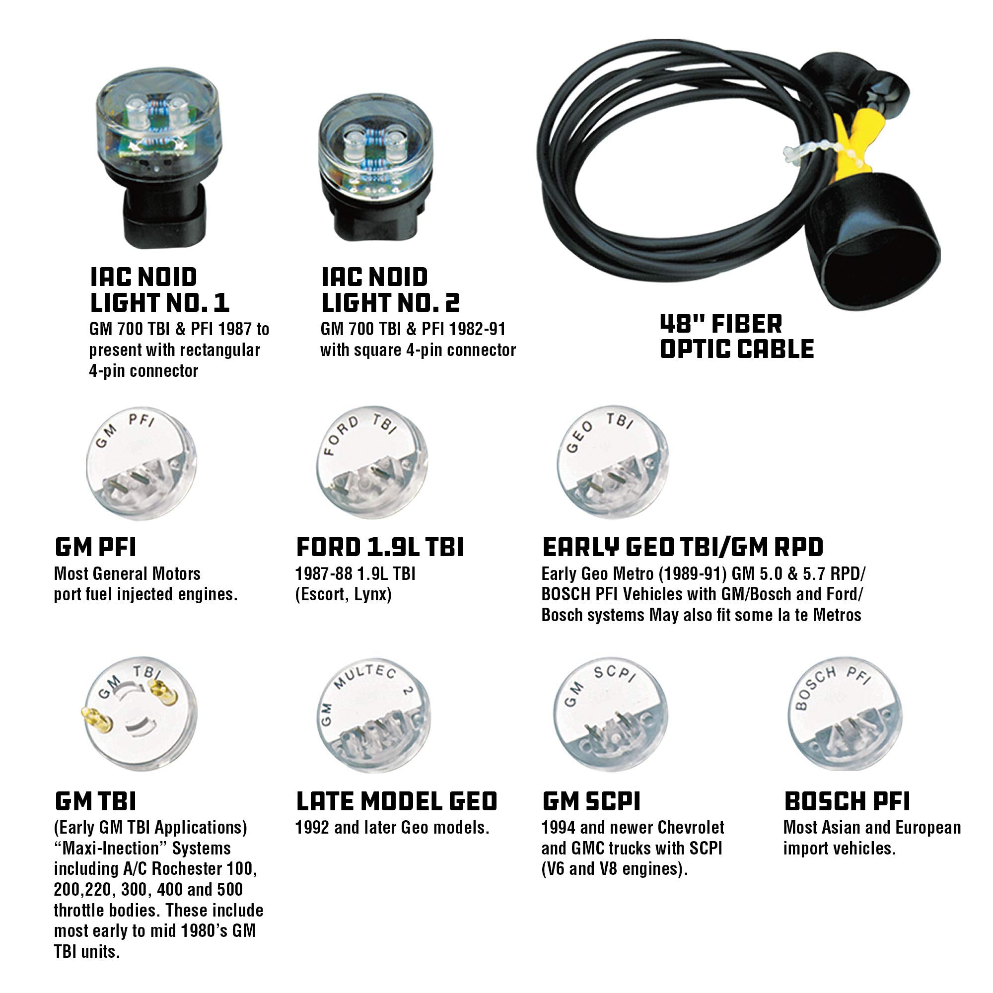 Powerbuilt Deluxe Fuel Injection Test Noid Light Tool Set, Kit Tests Vehicle Electronic Fuel Injectors And Idle Air Control Valv