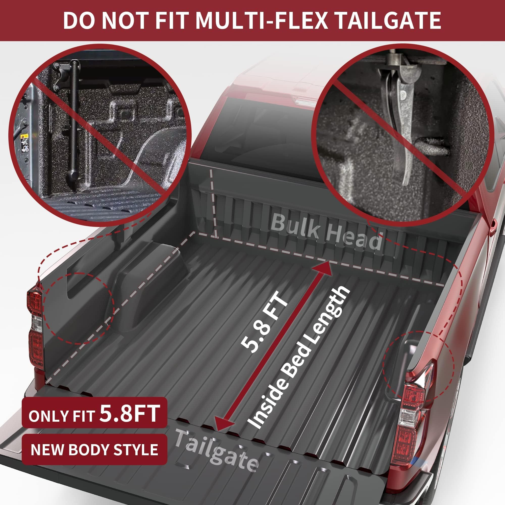 oEdRo Tri-Fold Truck Bed Soft Tonneau Cover Compatible with 2019-2025 Chevy Silverado 1500 / GMC Sierra 1500 New Body Style, Fle