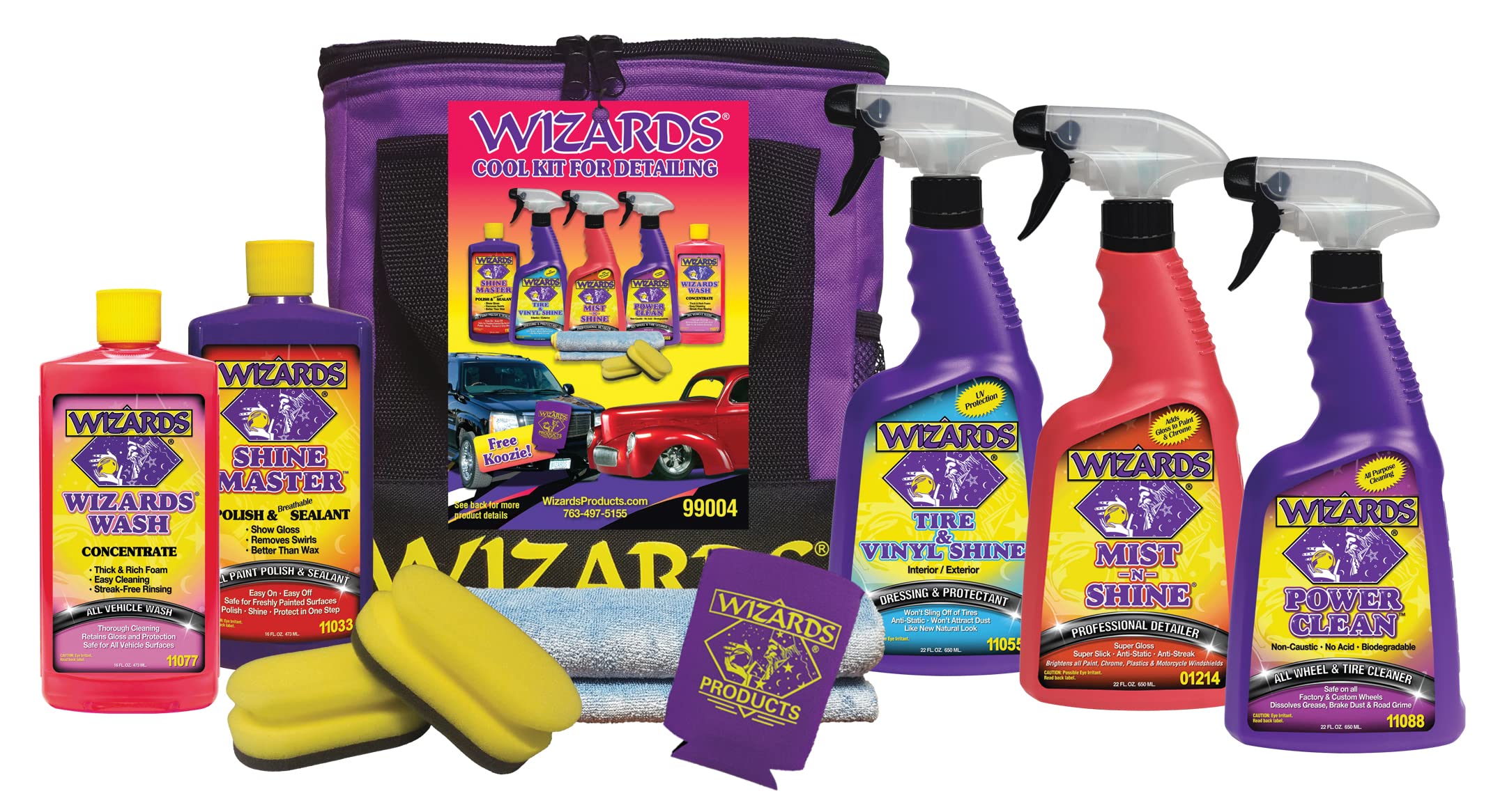 Wizards Car Detailing Kit - Premium And Comprehensive Car Cleaning Kit - 7 Piece Car Detail Kit With Mist N Shine, Tire And Viny