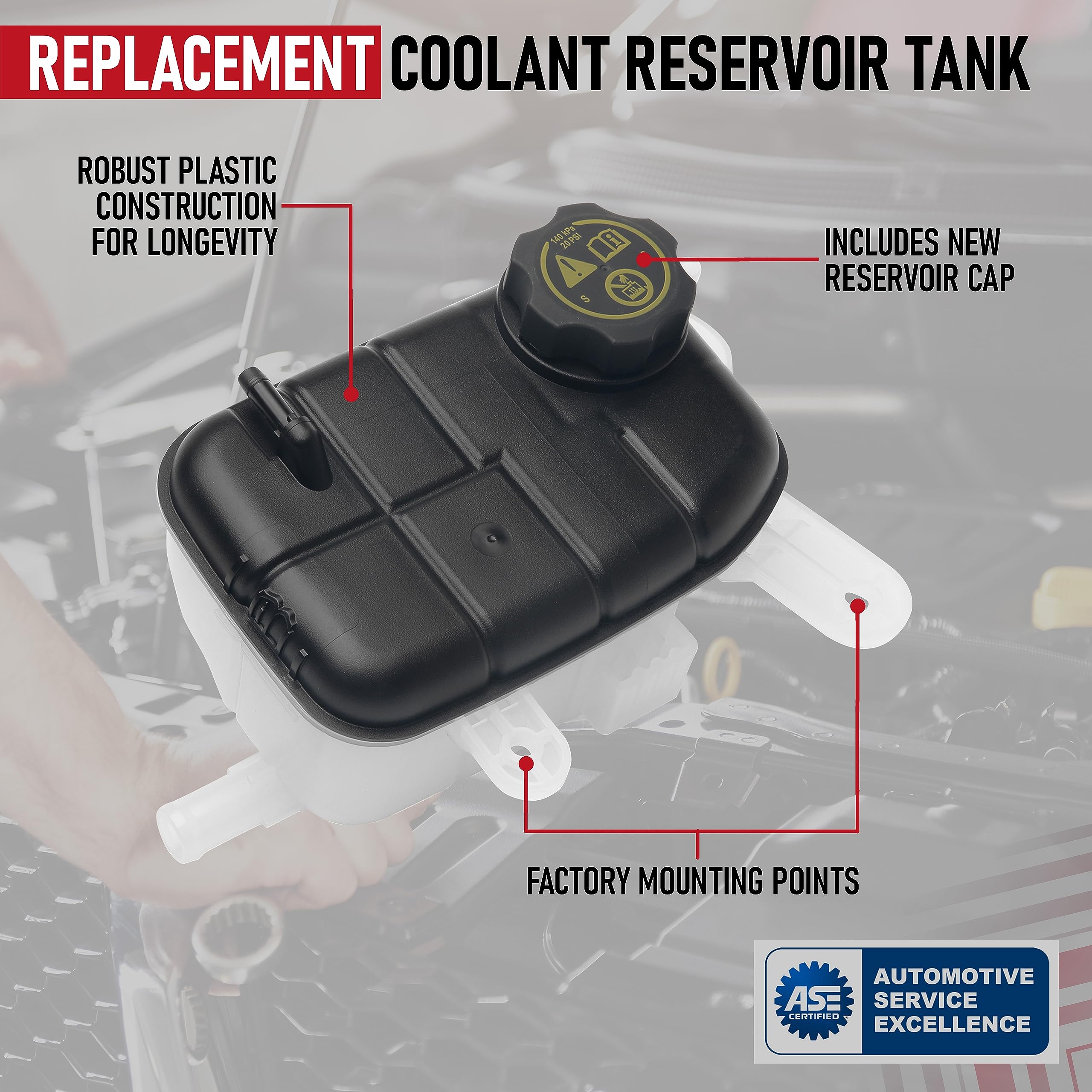 Replacement Radiator Coolant Overflow Expansion Tank Kit With Cap And Sensor - Compatible With Buick And Chevy Vehicles - Encore