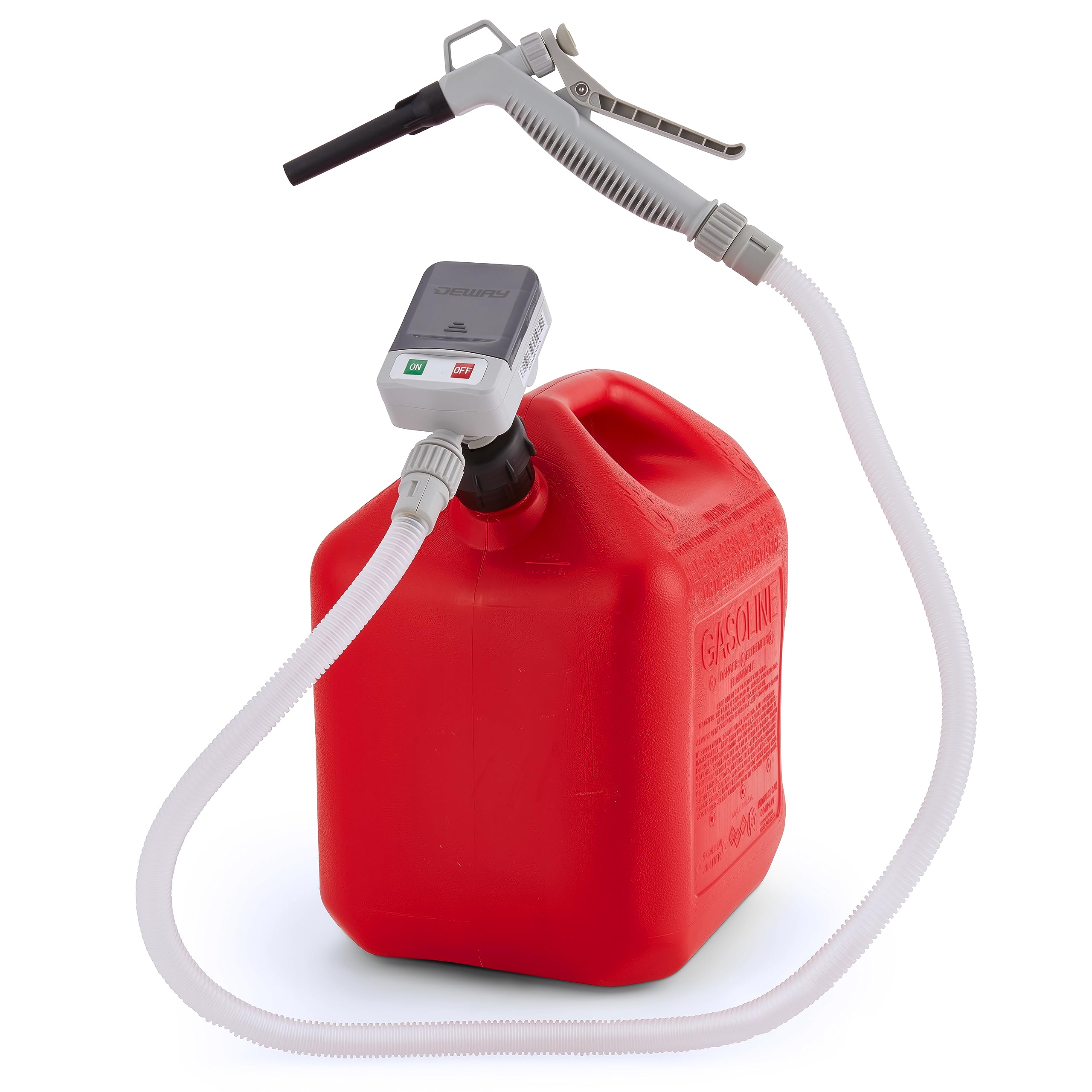 Deway Automatic Fuel Transfer Pump with Nozzle for Quick Flow Control & Stop, Extra Long Hose, Portable Liquid Pump for Gasoline