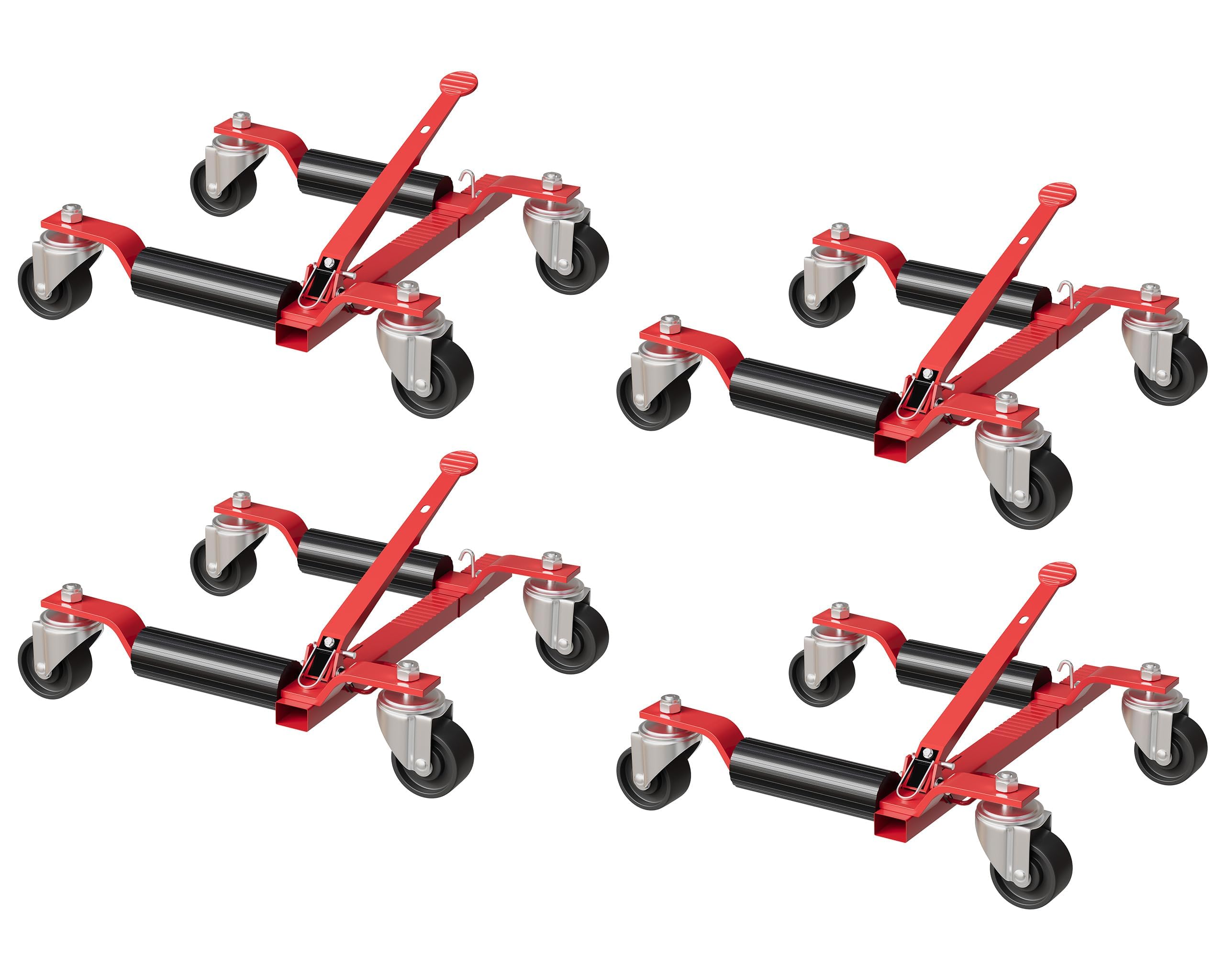 Car Wheel Dolly Jack Set of 4, Heavy Duty 6000 LBS Capacity Mechanical Wheel Dolly with Ratcheting Foot Pedal, Vehicle Positioni