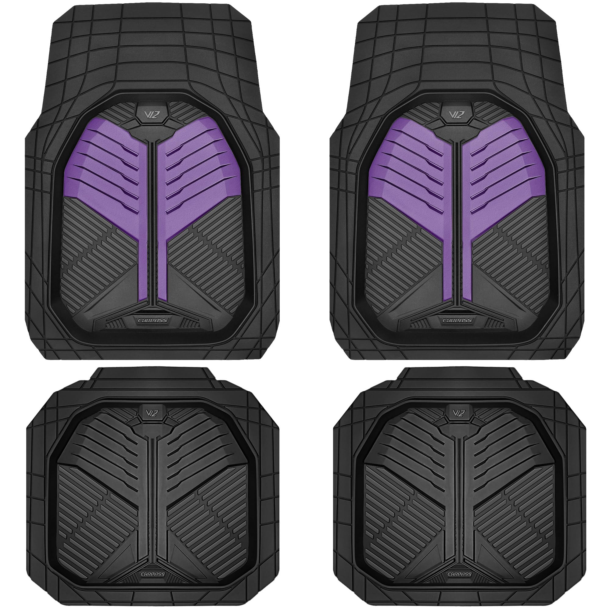 Car Pass Heavy Duty Rubber Car Mats, Deep Dish Car Floor Mats All Weather, Car Mats Full Set Trim To Fit For Sedans Suvs Trucks,