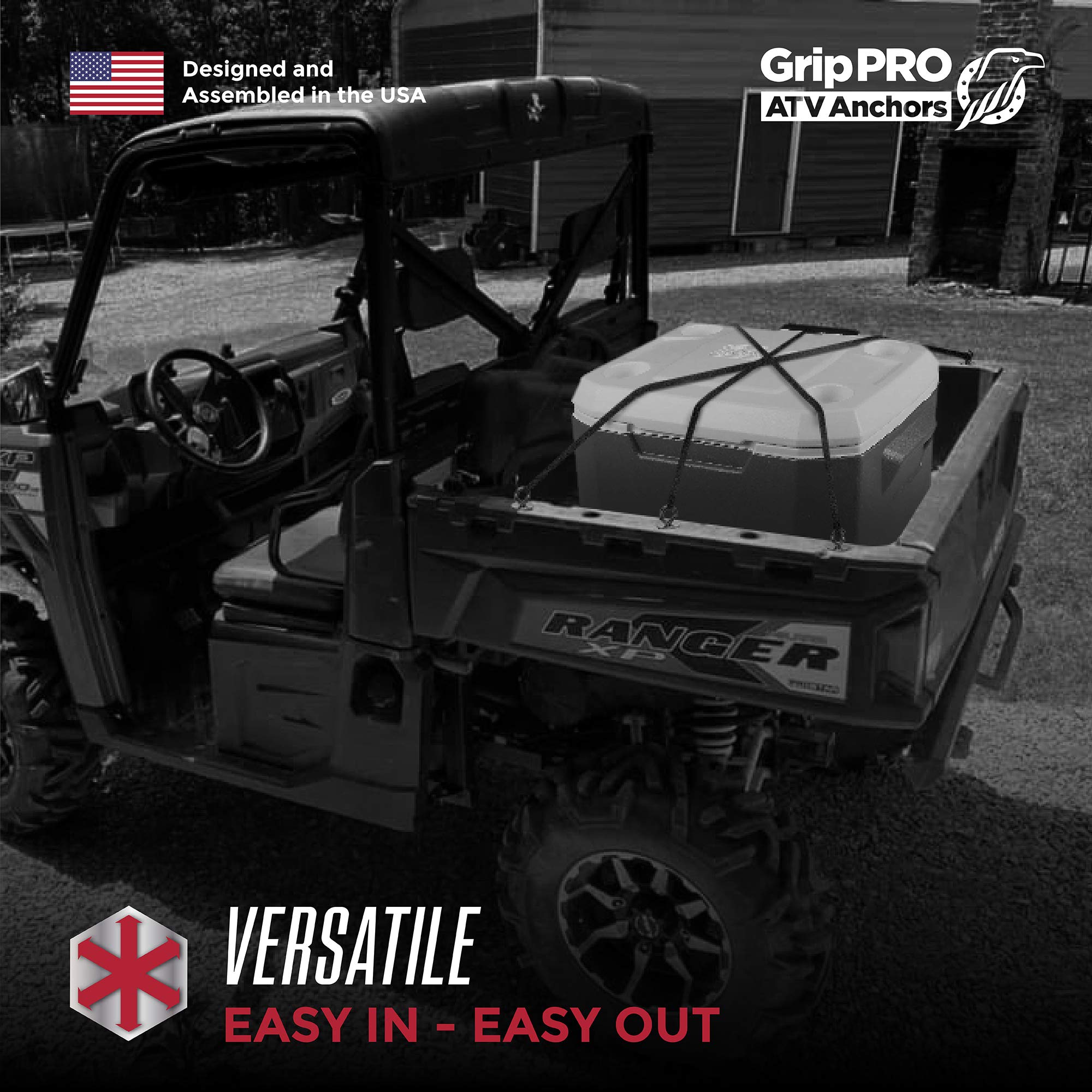 Grippro Atv Anchors To Fit Polaris Ranger & General Lock & Ride - Atv Tie Down Anchors Set Of 6 - Oem Quality Fit Atv Lock And Ride Accessories - Patented Design - Will Not Fit Rzr