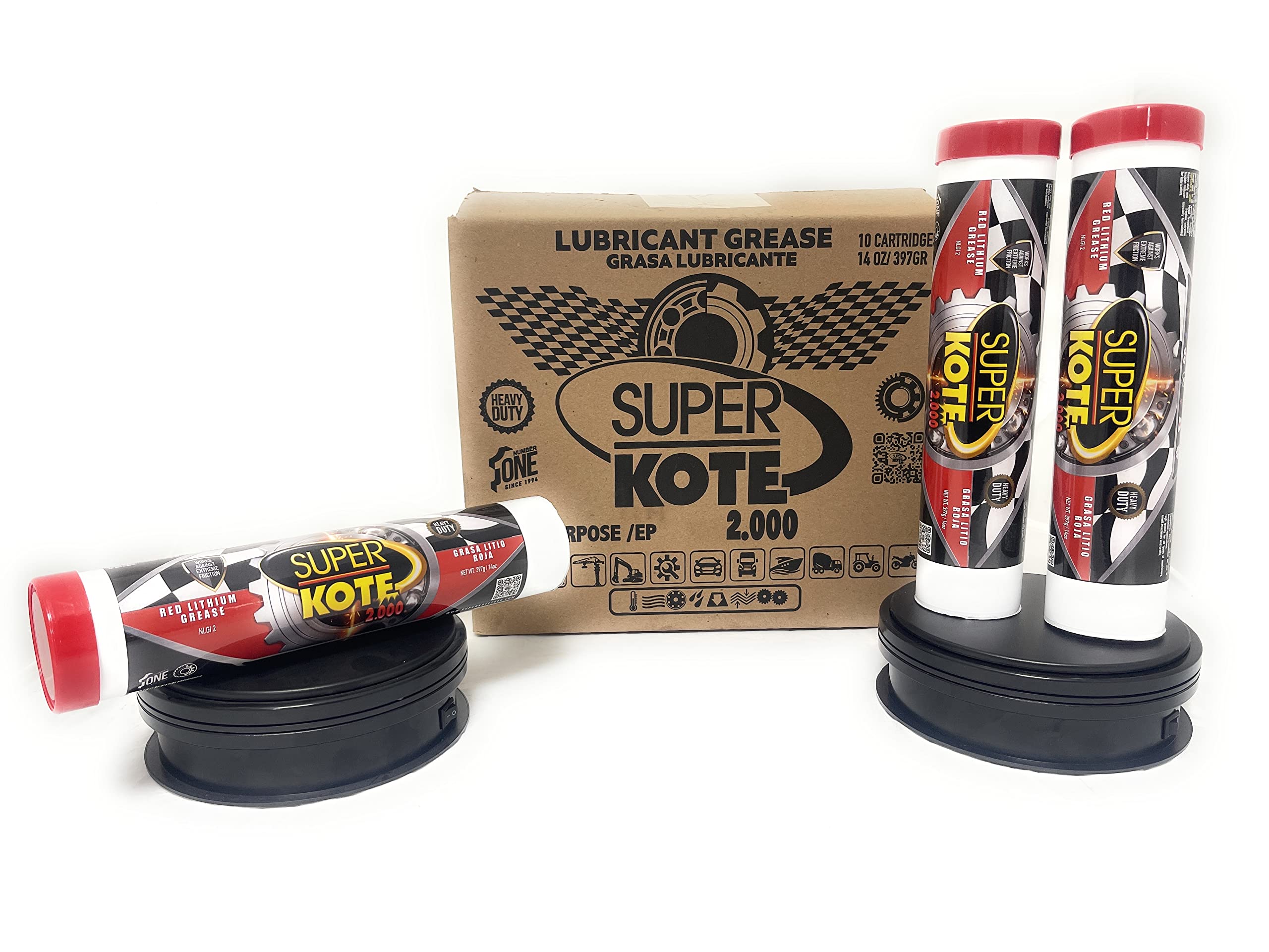 Lithium Grease Superkote 2000 / Cartridge/Nlgi 2 / Multipurpose/Lubricant/Ep/High Temp/Industry/Construction/Automotive/Red Grease / 1 Pack / 397Gr -14Oz