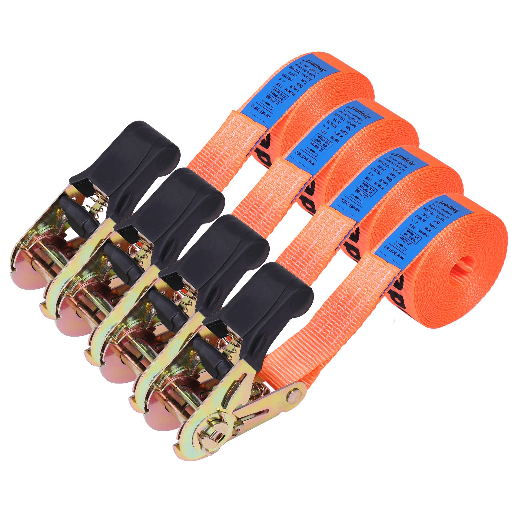 Ayaport Endless Ratchet Straps With Hook Tie Down Cargo Straps 13Ft 4 Pack