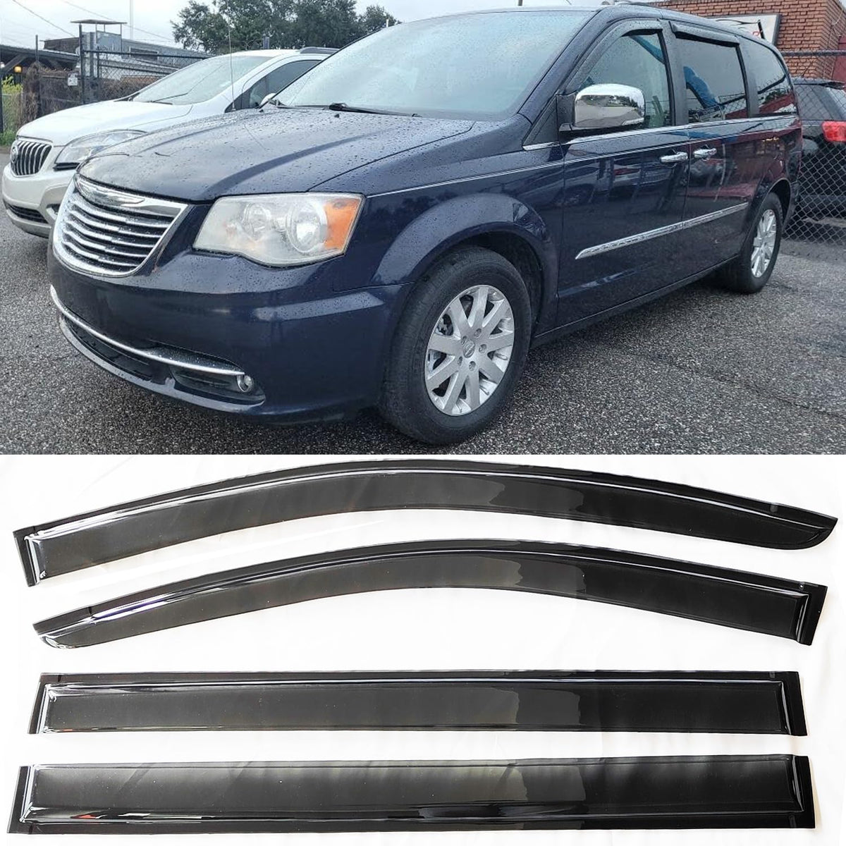 TONOYTIM Window Visors Rain Guards Sun Shade Vent Deflectors for 2008-2018 Chrysler Town & Country/Dodge Grand Caravan SUV Snow 