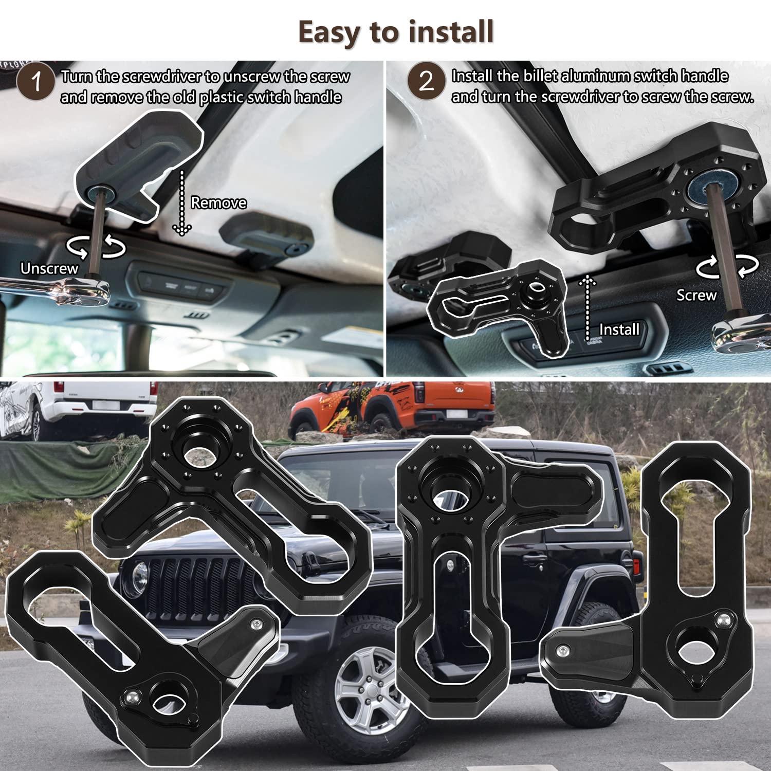 Opall Billet Aluminum Freedom Panel Latch for Jeep Wrangler JL & Gladiator JT – Black, Set of 6 Locks, Model f8aa1ec1-7576-482c-981