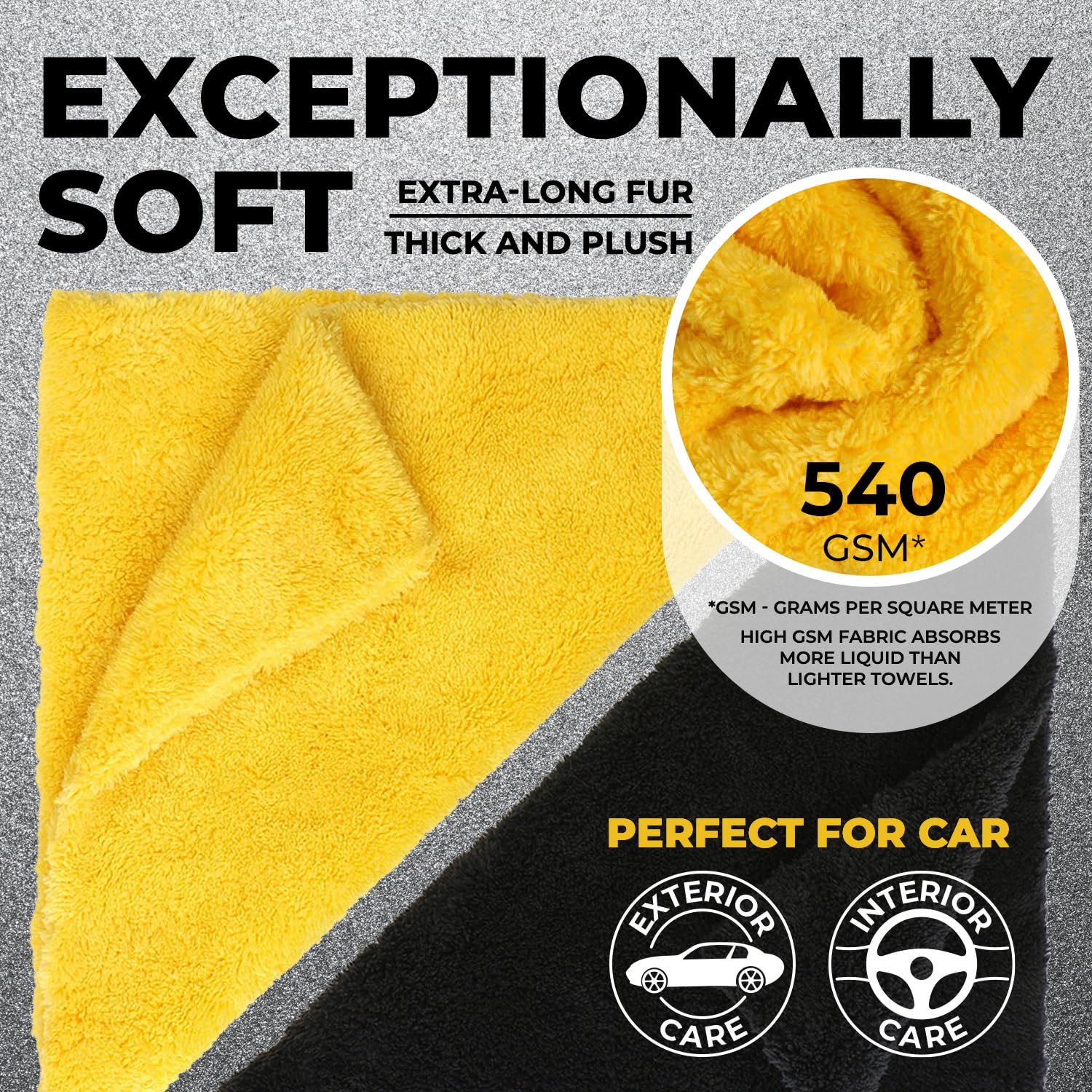Edgeless Microfiber Towels For Cars - 6Pk (12   X12   ) - 540 Gsm - Super Soft Drying Towels Car Detailing & Buffing - Scratch-F