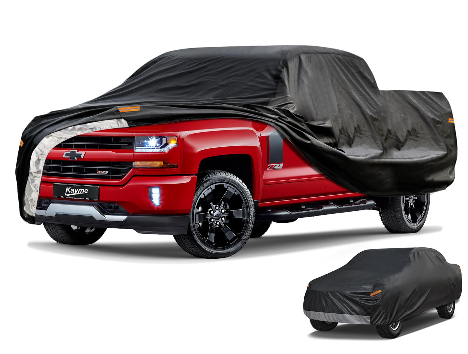Kayme 7 Layers Truck Cover Waterproof All Weather, Universal Fit Chevy Silverado, Gmc Sierra, Ford F150/F 150 Heavy Duty Outdoor