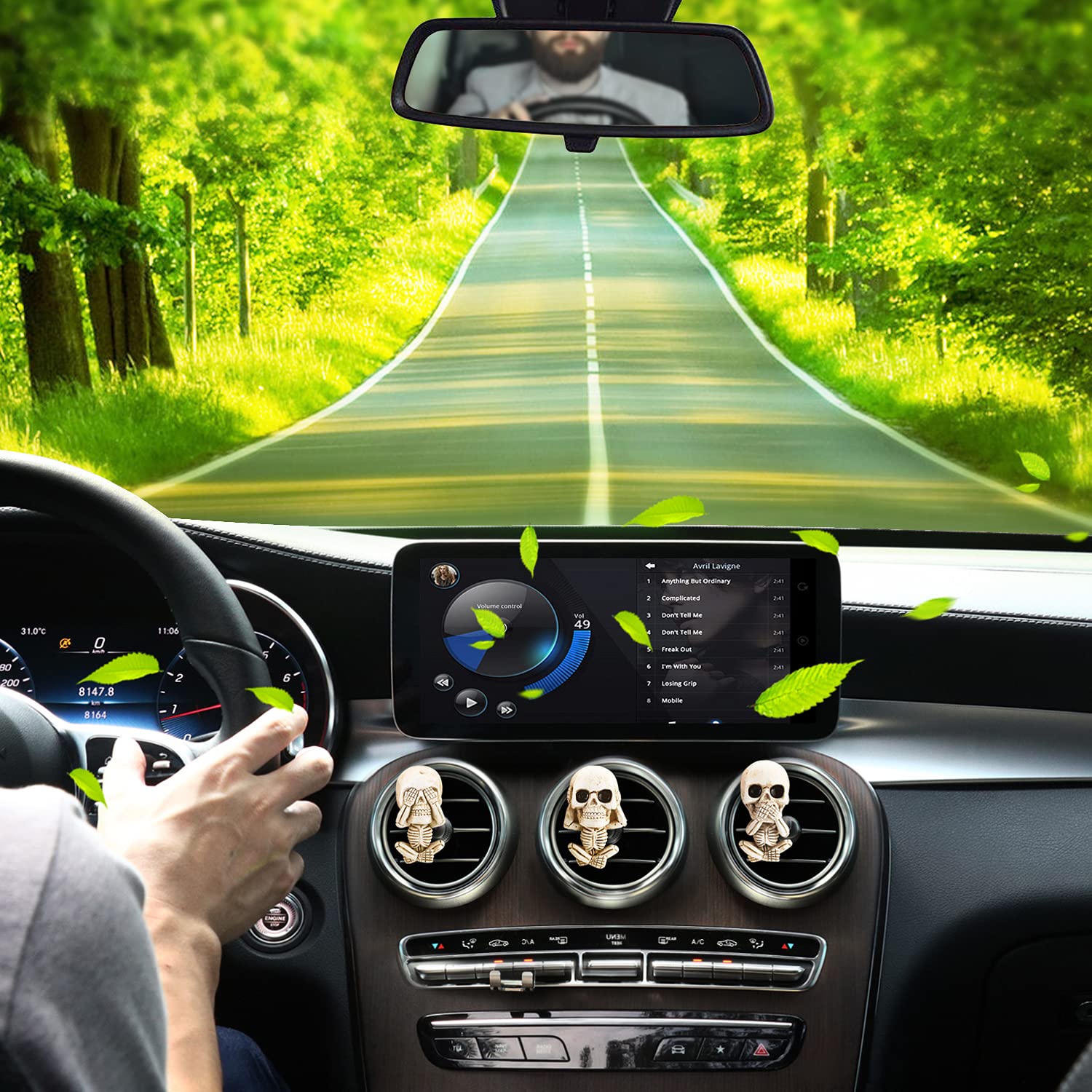 Cool Skull Car Decor For Car Truck Air Fresheners Vent Clips, Car Scent Freshener Things, Goth Automotive Interior Aesthetic Dec