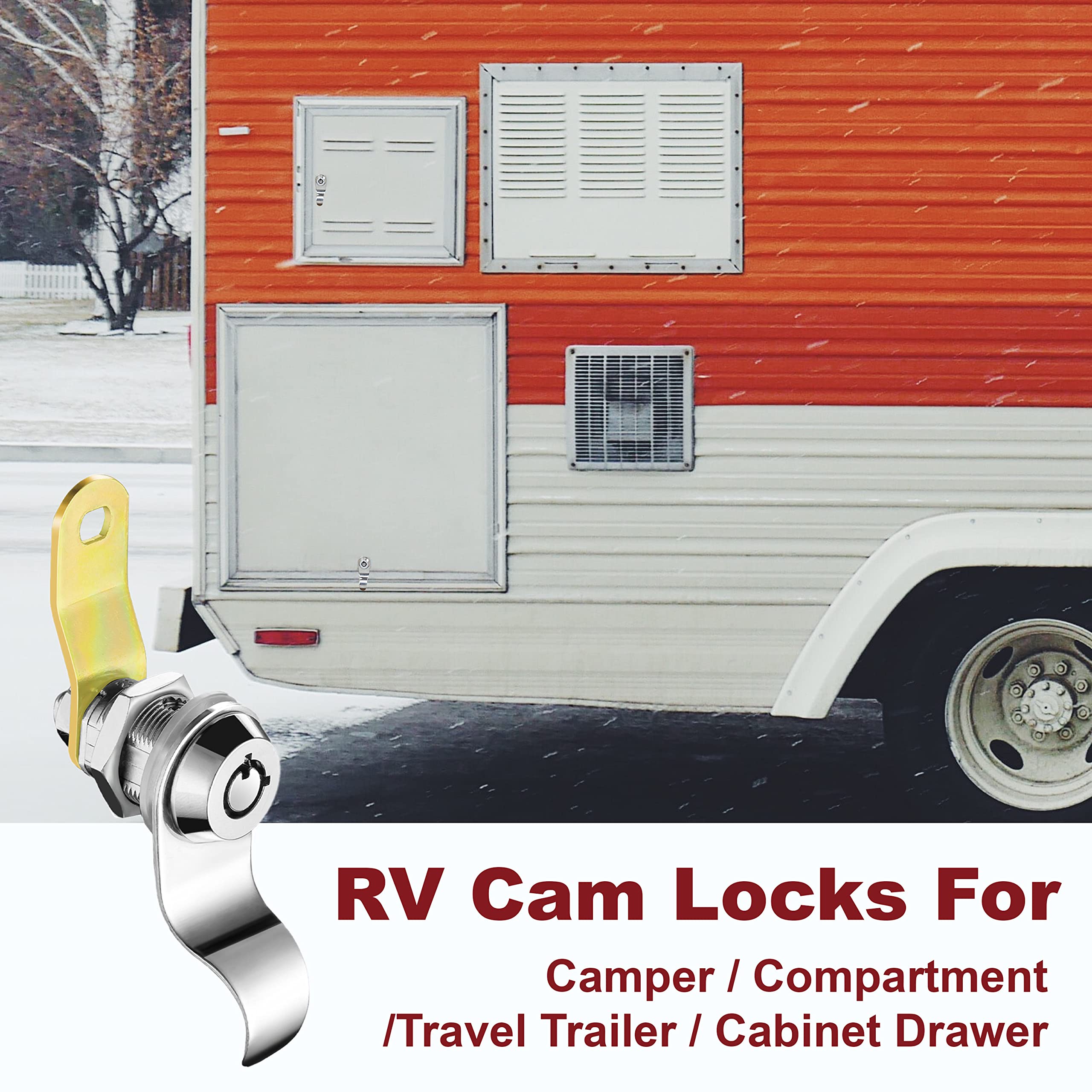 Naissian Rv Locks For Storage Door 7/8 Inch, Rv Compartment Locks Cam Locks For Camper Travel Trailer Cabinet With Keys 7/8', Pack Of 10 Locks With 6 Keyed Alike With Manual