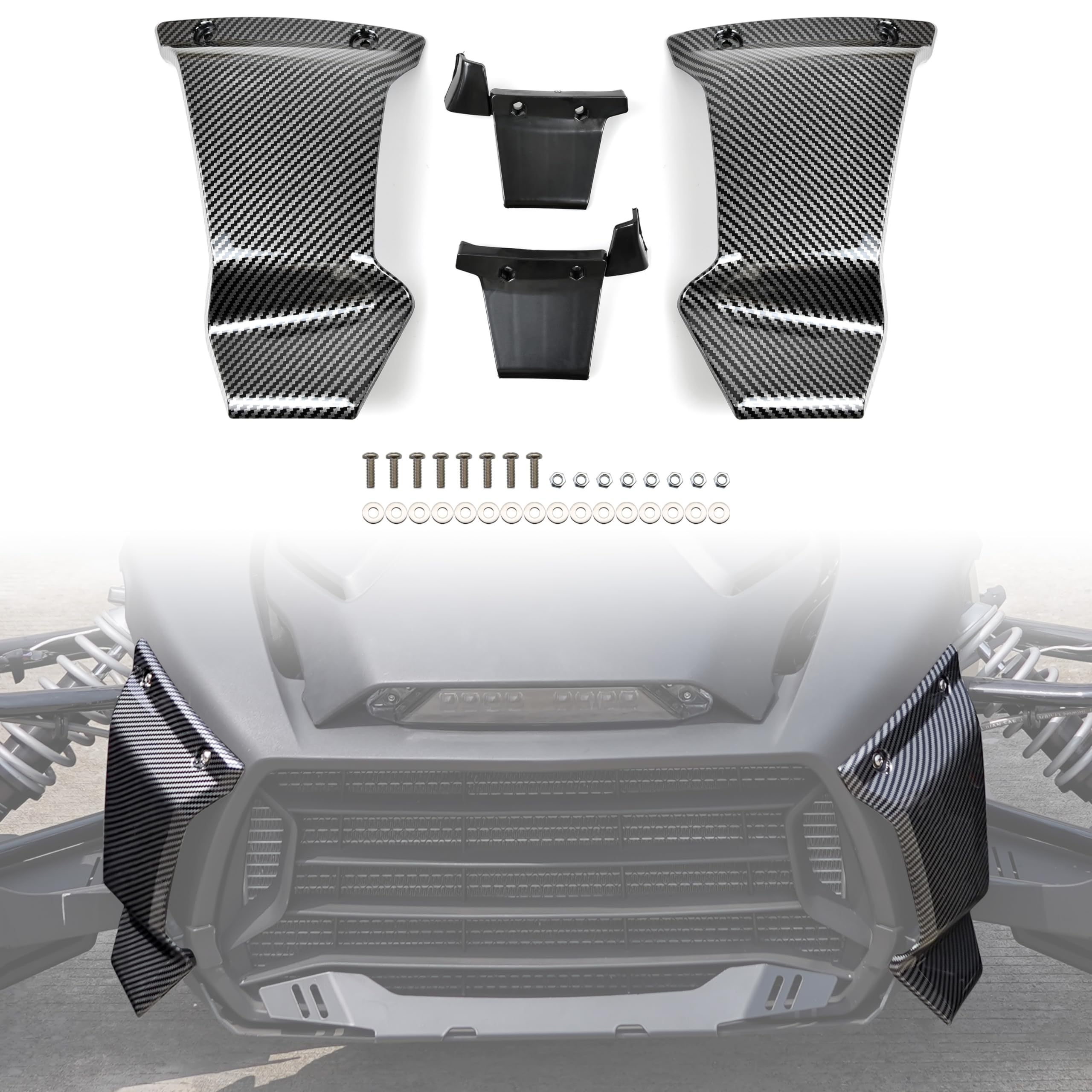 Sautvs Front Grill Trims For Can-Am Ryker, Carbon Fiber Color Style Lower Grill Protector For Can Am Ryker 600 900 Sport & Ryker