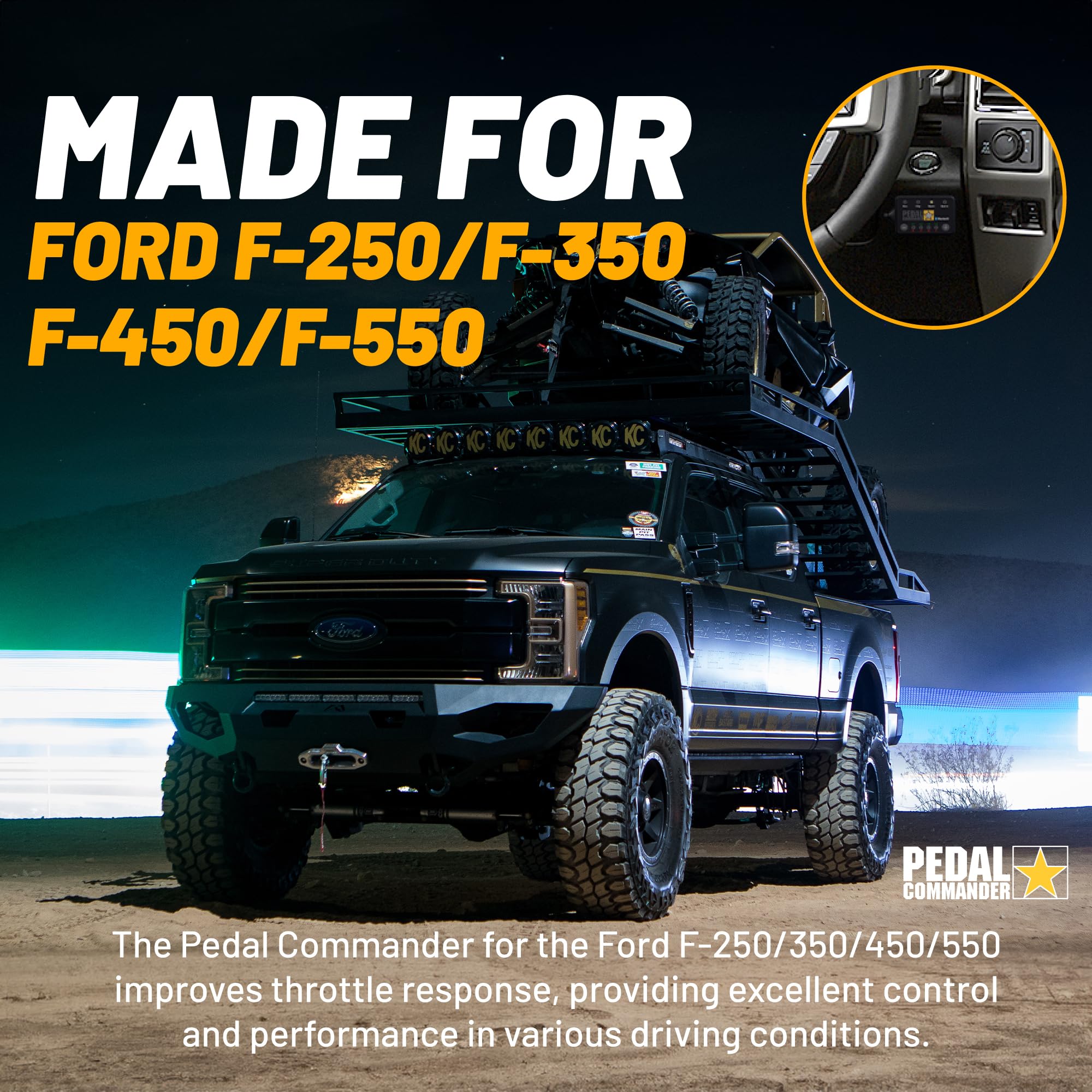 Pedal Commander For Ford F-250 2011-2025 Throttle Response Controller - 36 Drive 4-Mode, Plug And Play, Bluetooth, Anti-Theft En