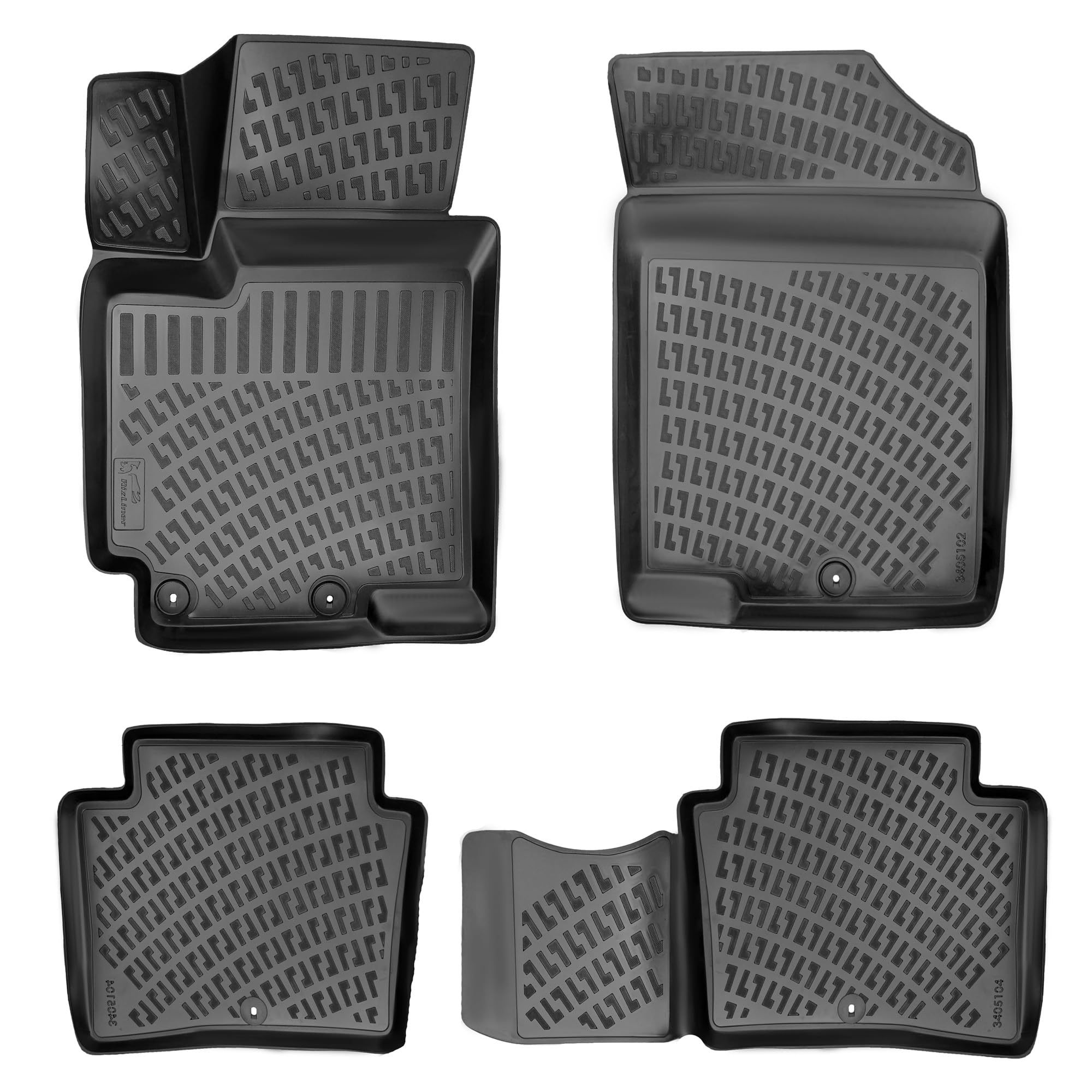 Rizliner Hyundai Accent 2012-2017 Floor Mats Custom Fit Rubber 3D Car Mats Laser Measured Floor Liners All Weather Heavy Duty Wa
