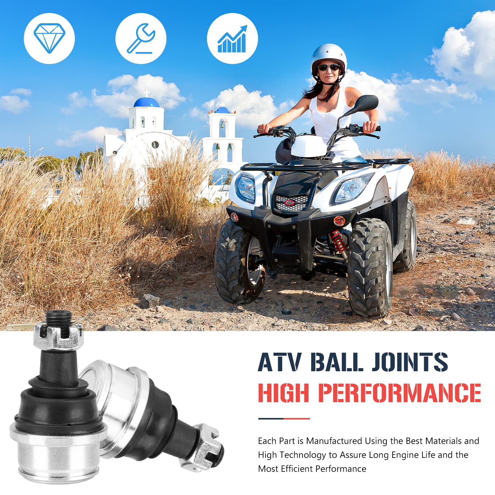 Upper and Lower Front Ball Joint for Honda TRX 420/450/500/650/680 Foreman Rubicon Rincon Rancher 1998 1999 2000-2017, Replace f