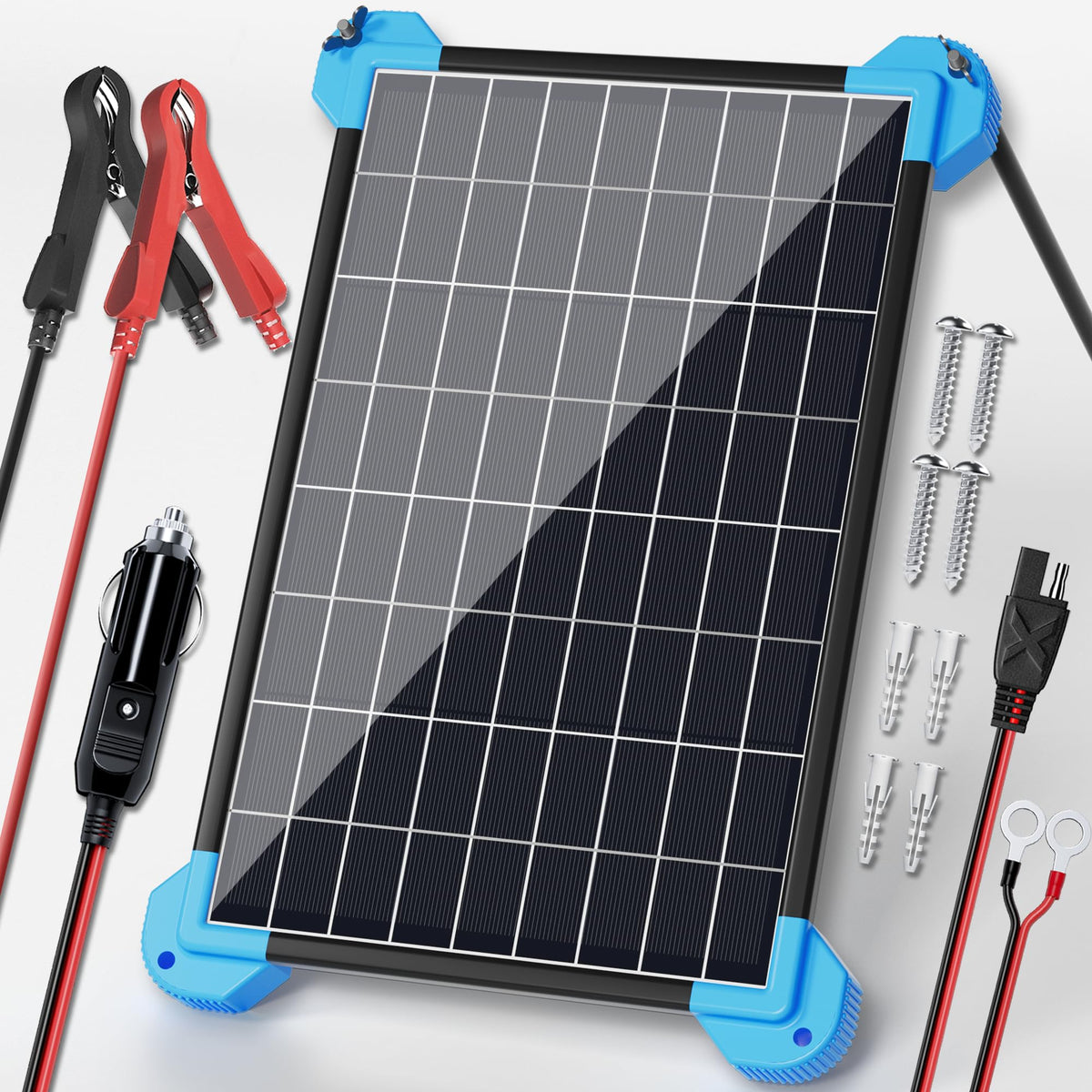Powoxi 10W 12 Volt Solar Car Battery Trickle Charger Maintainer Waterproof Solar Panels Kit 12V Batterys, 10Watt Solar Panels Fo